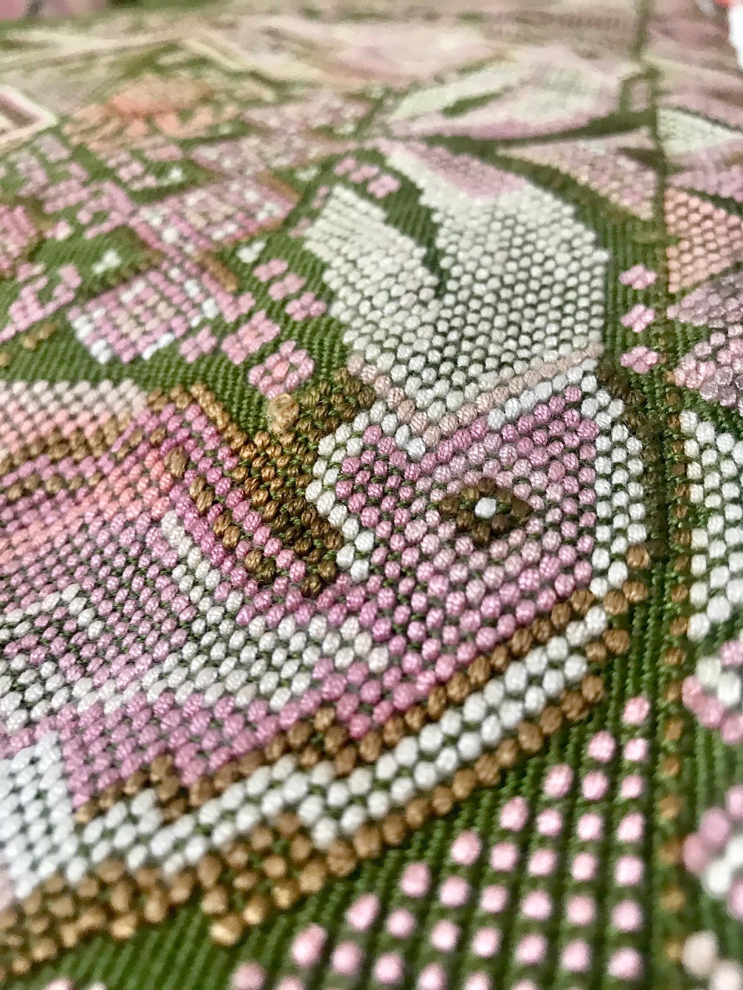 Guatemalan Huipil Textile Pillows, vintage, hand embroidered pair of toucan birds amidst geometric shapes