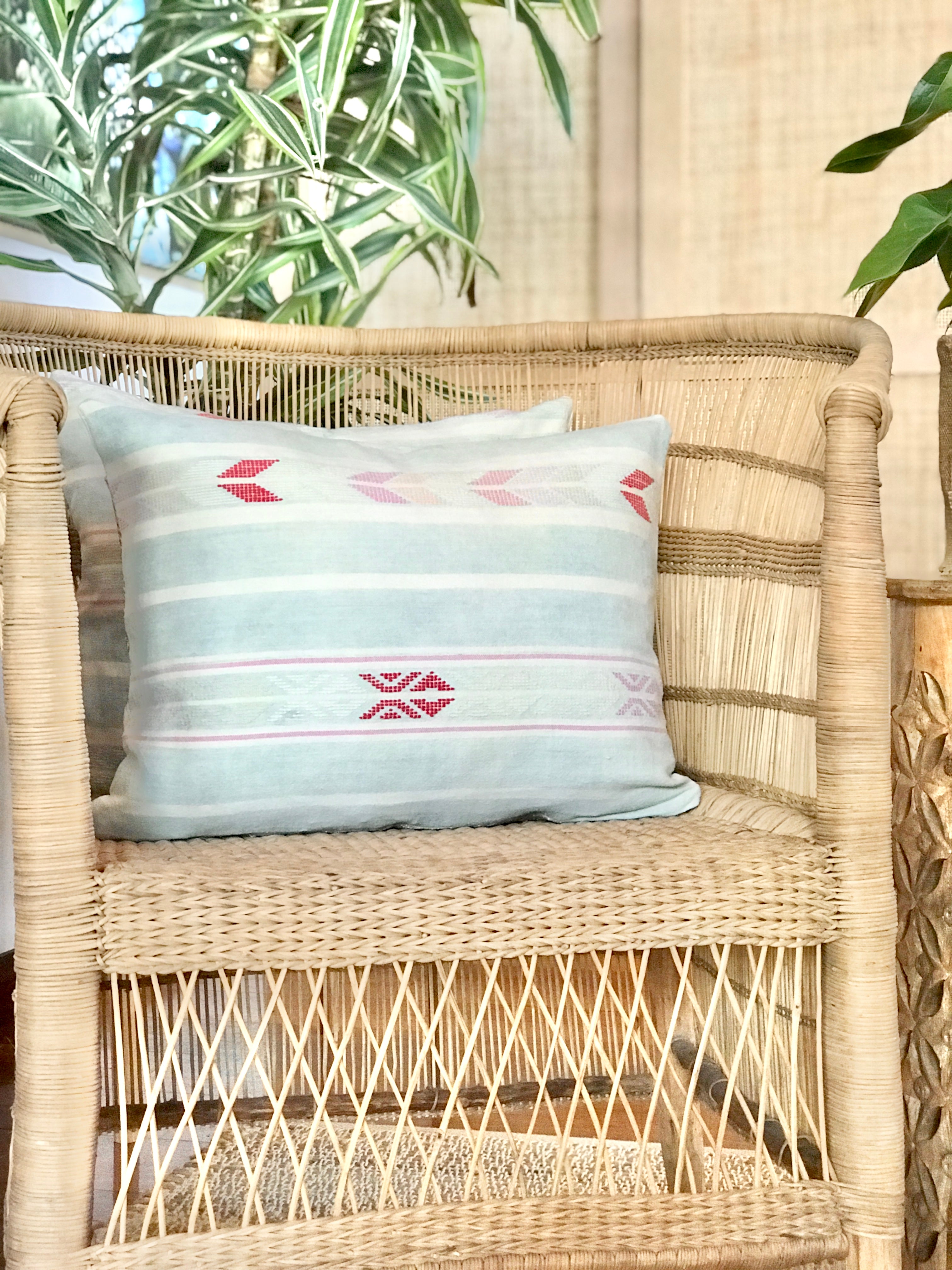 Vintage textile huipil cushion