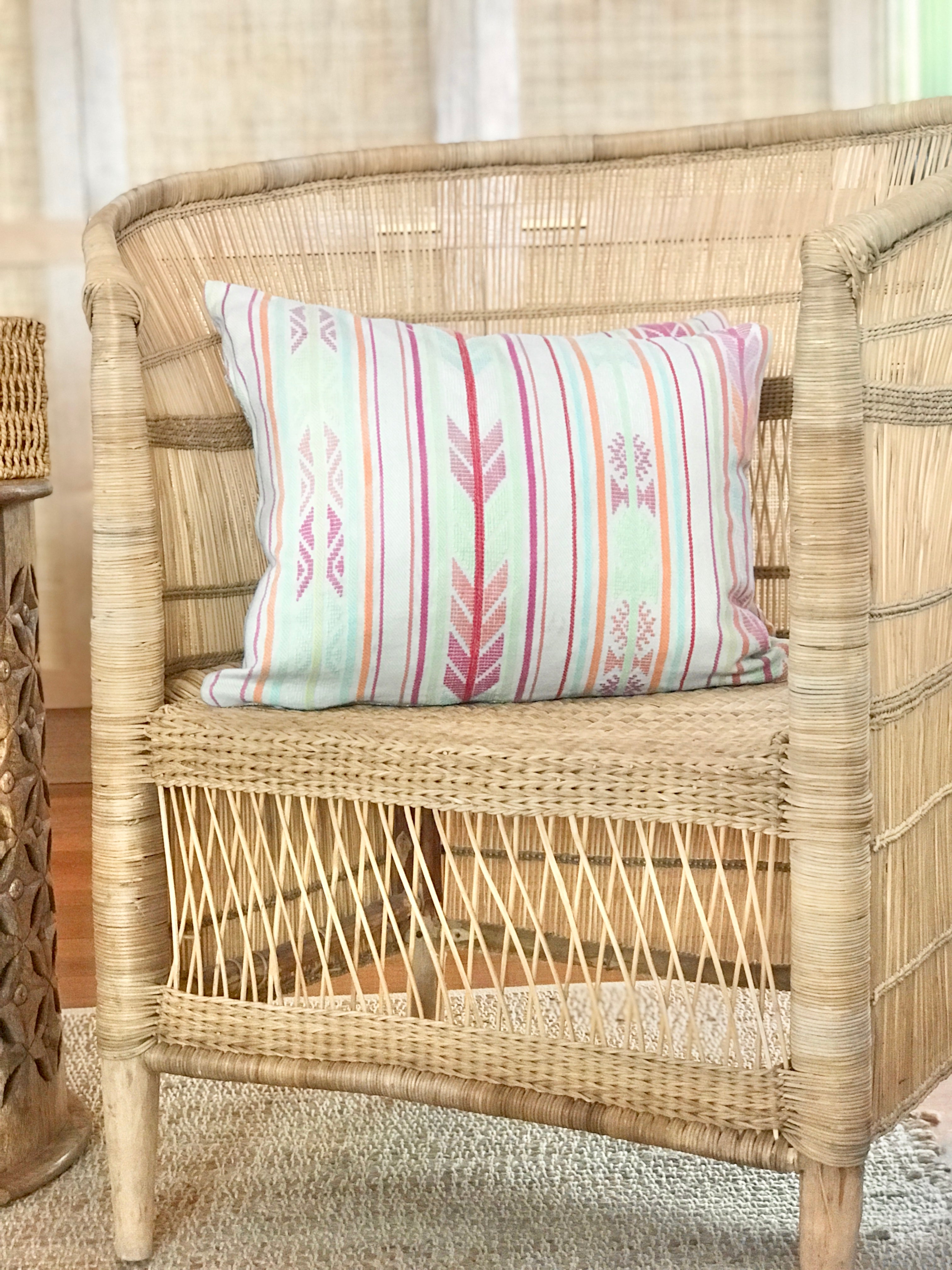 Vintage textile huipil cushion