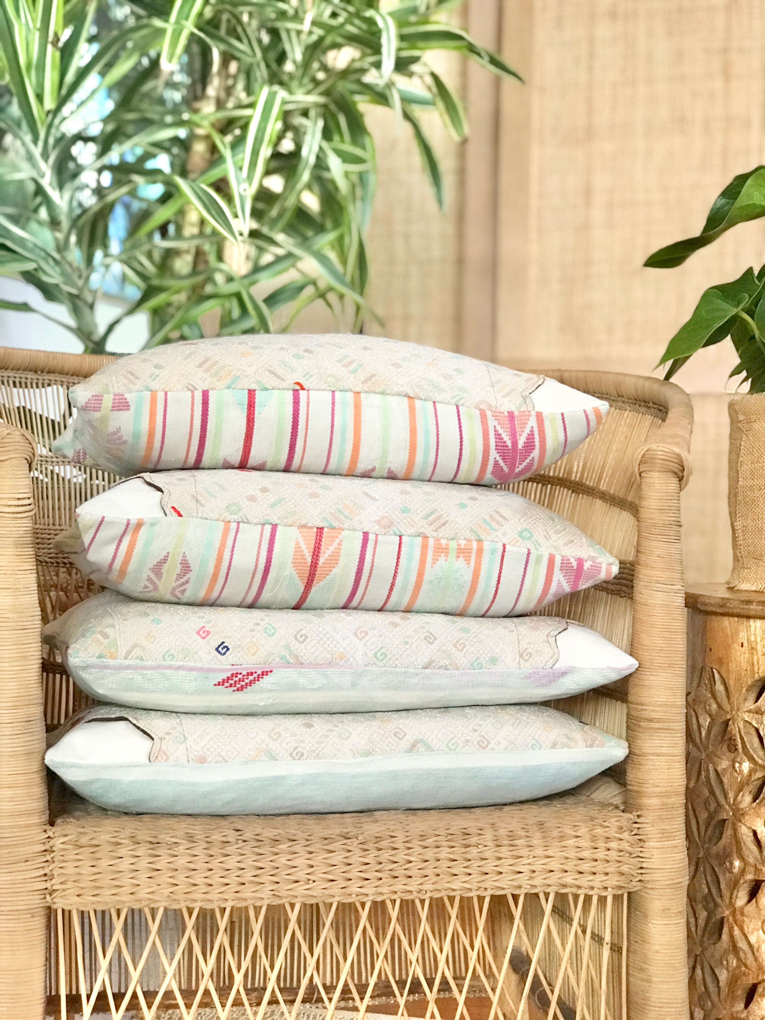 Vintage textile huipil cushion