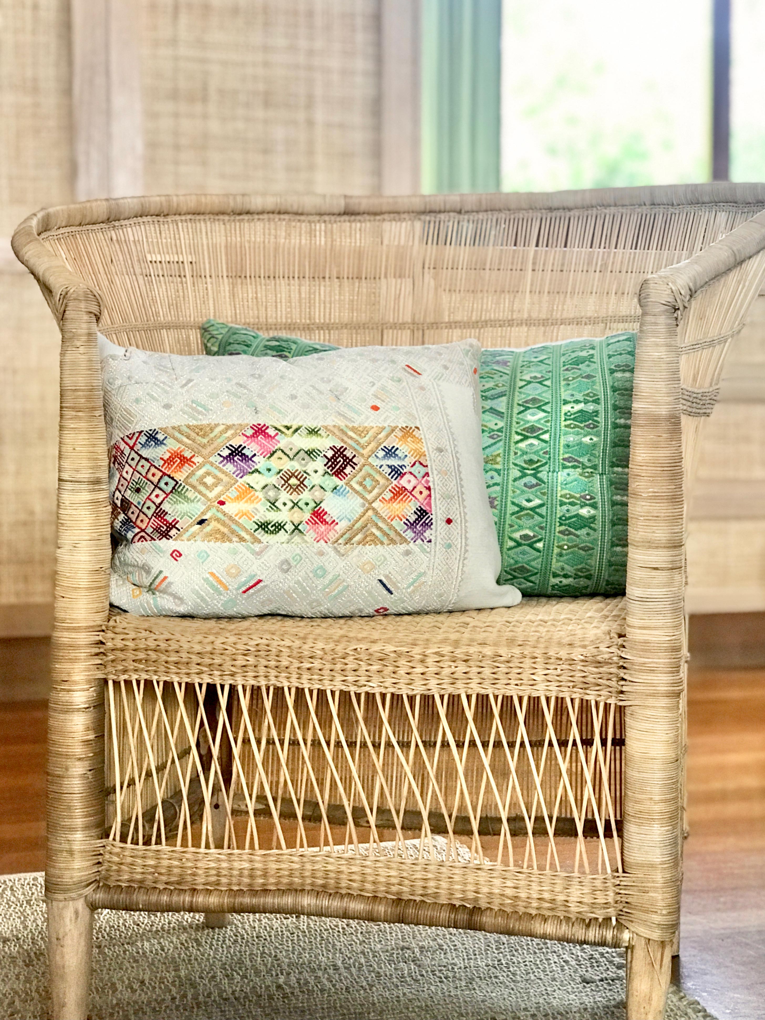Vintage textile huipil cushion