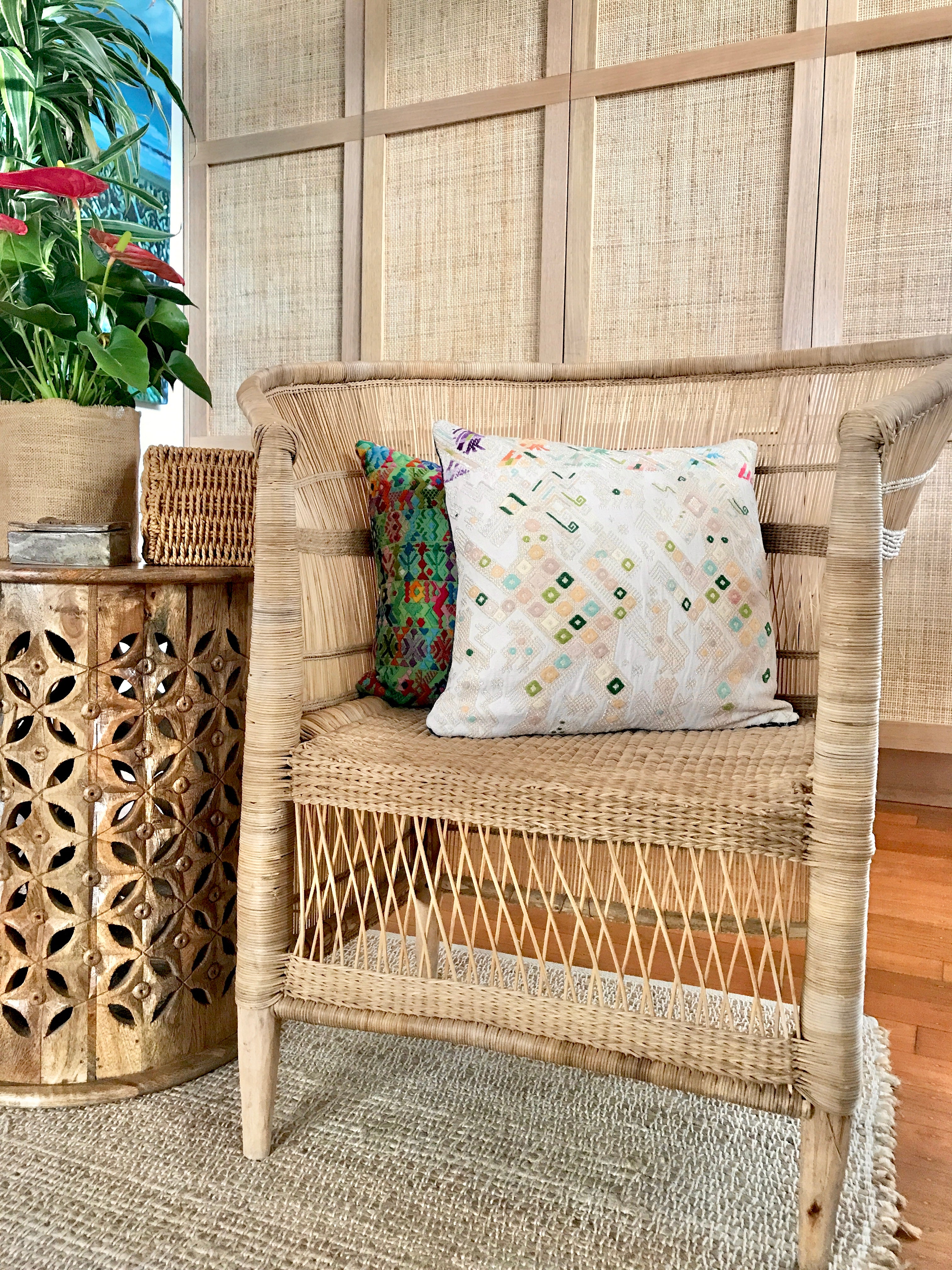 Vintage textile huipil cushion
