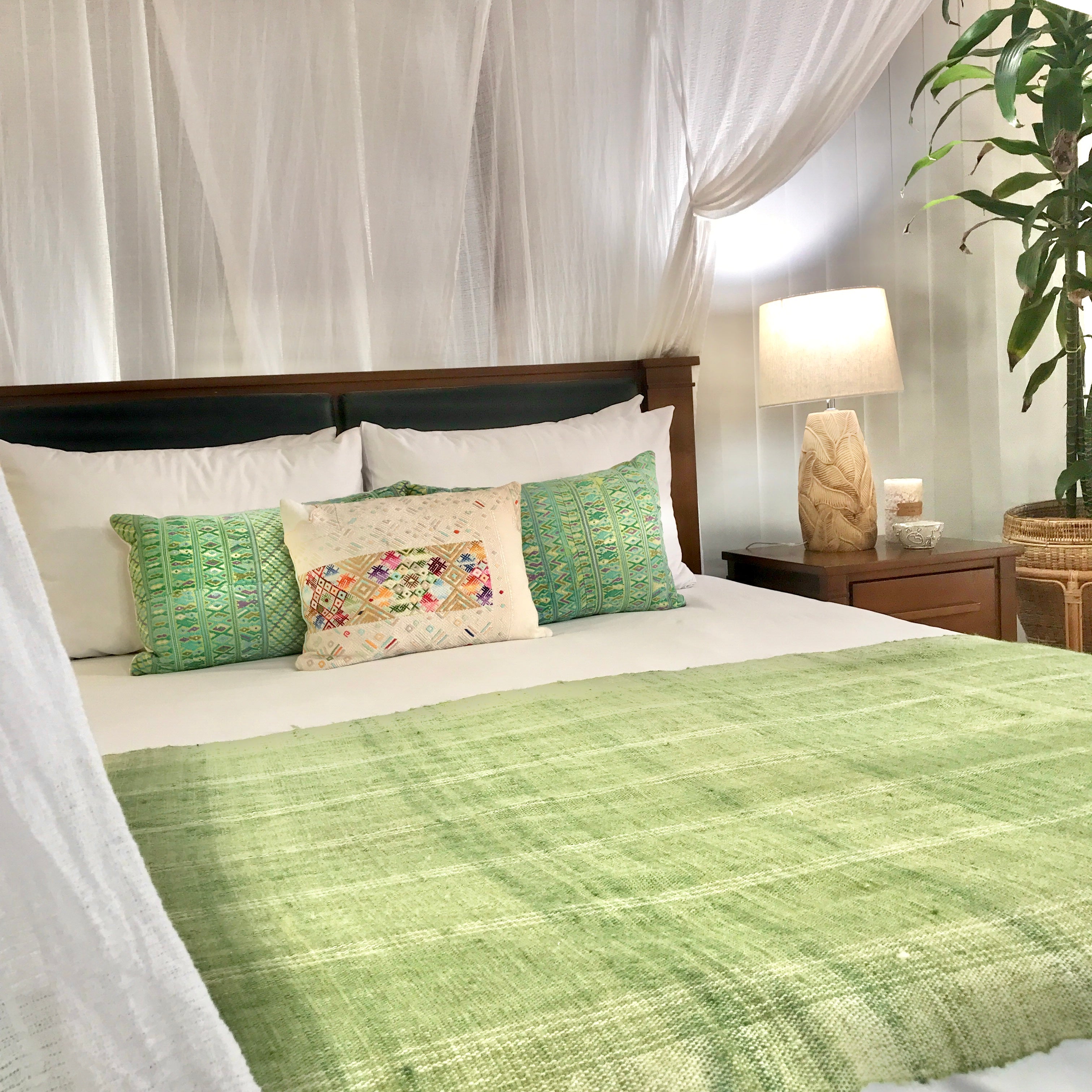 Vintage textile huipil cushion