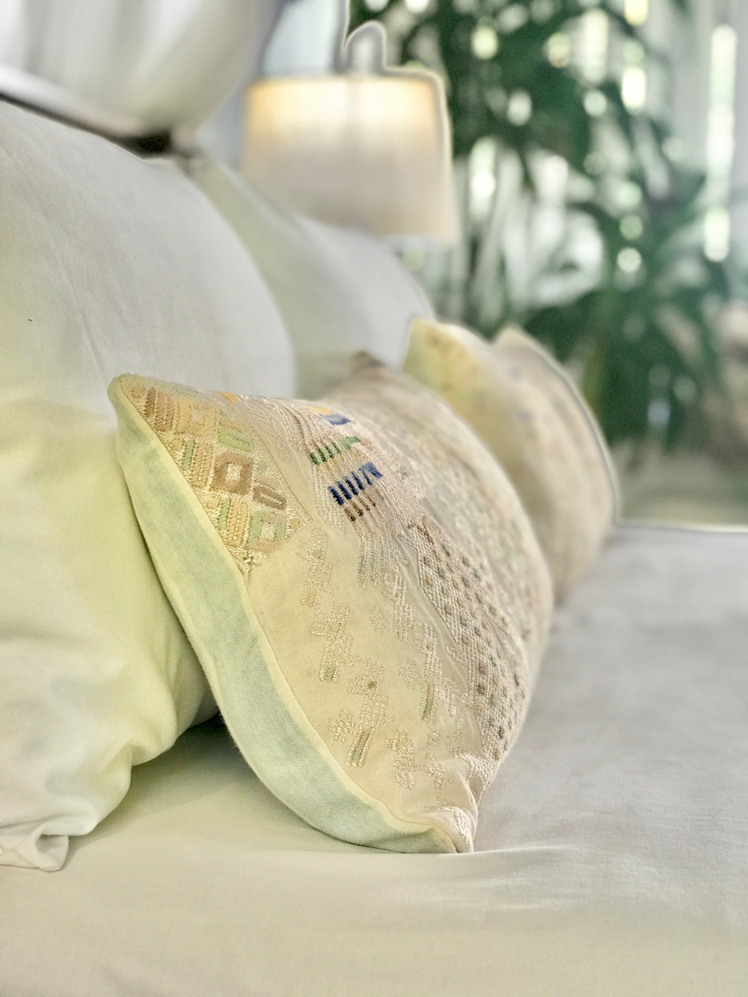 Vintage textile huipil cushion