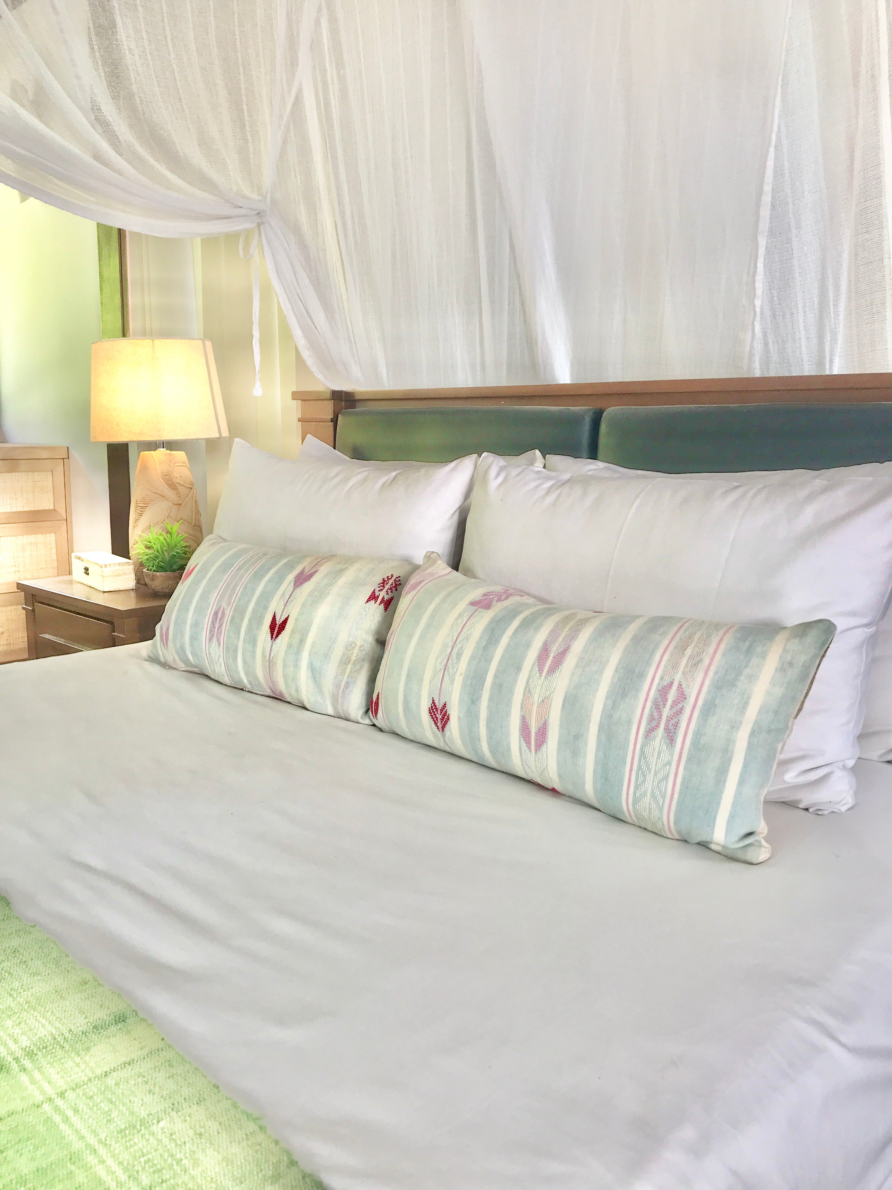 Vintage textile huipil cushion