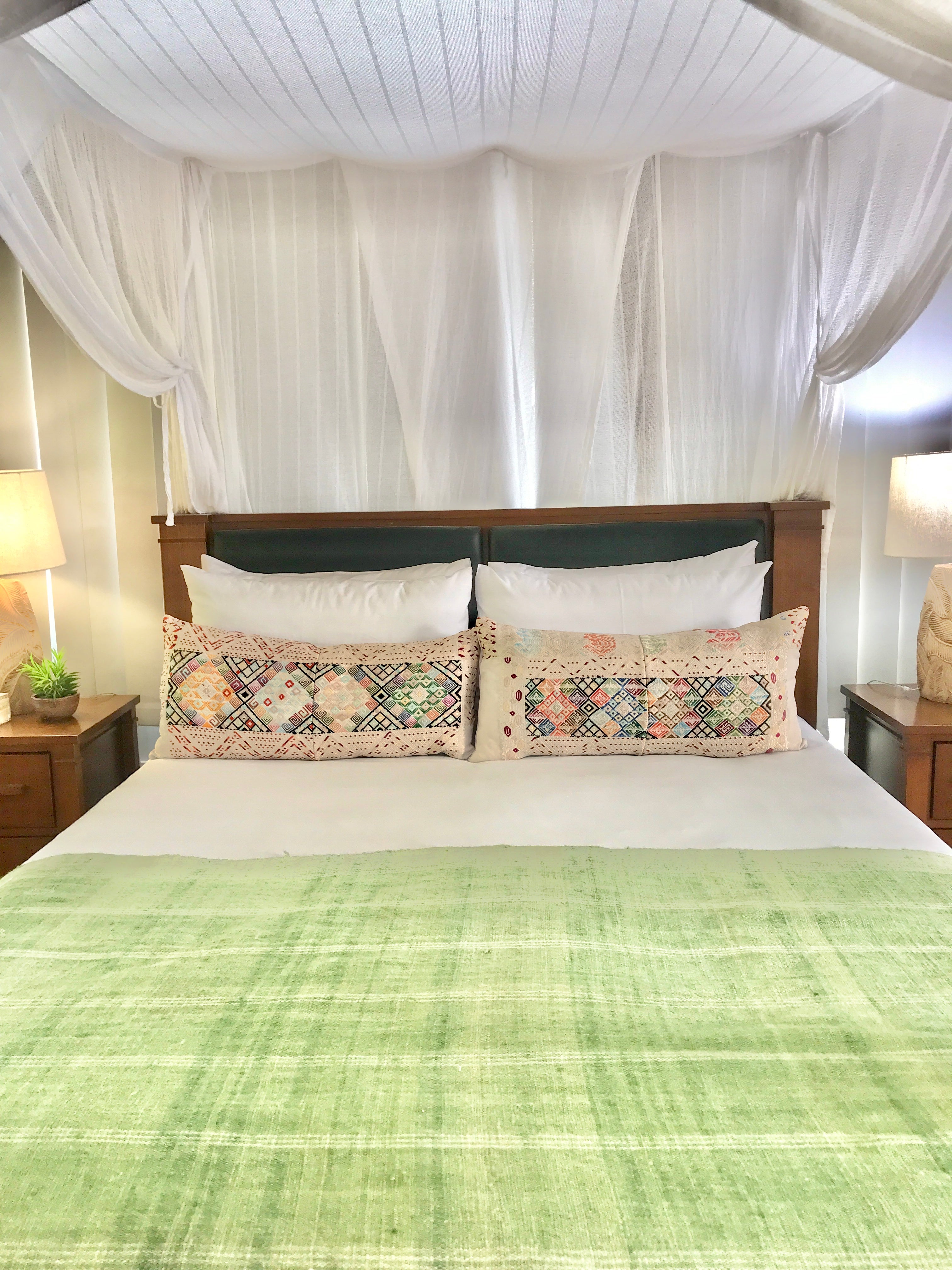 Vintage textile huipil cushion