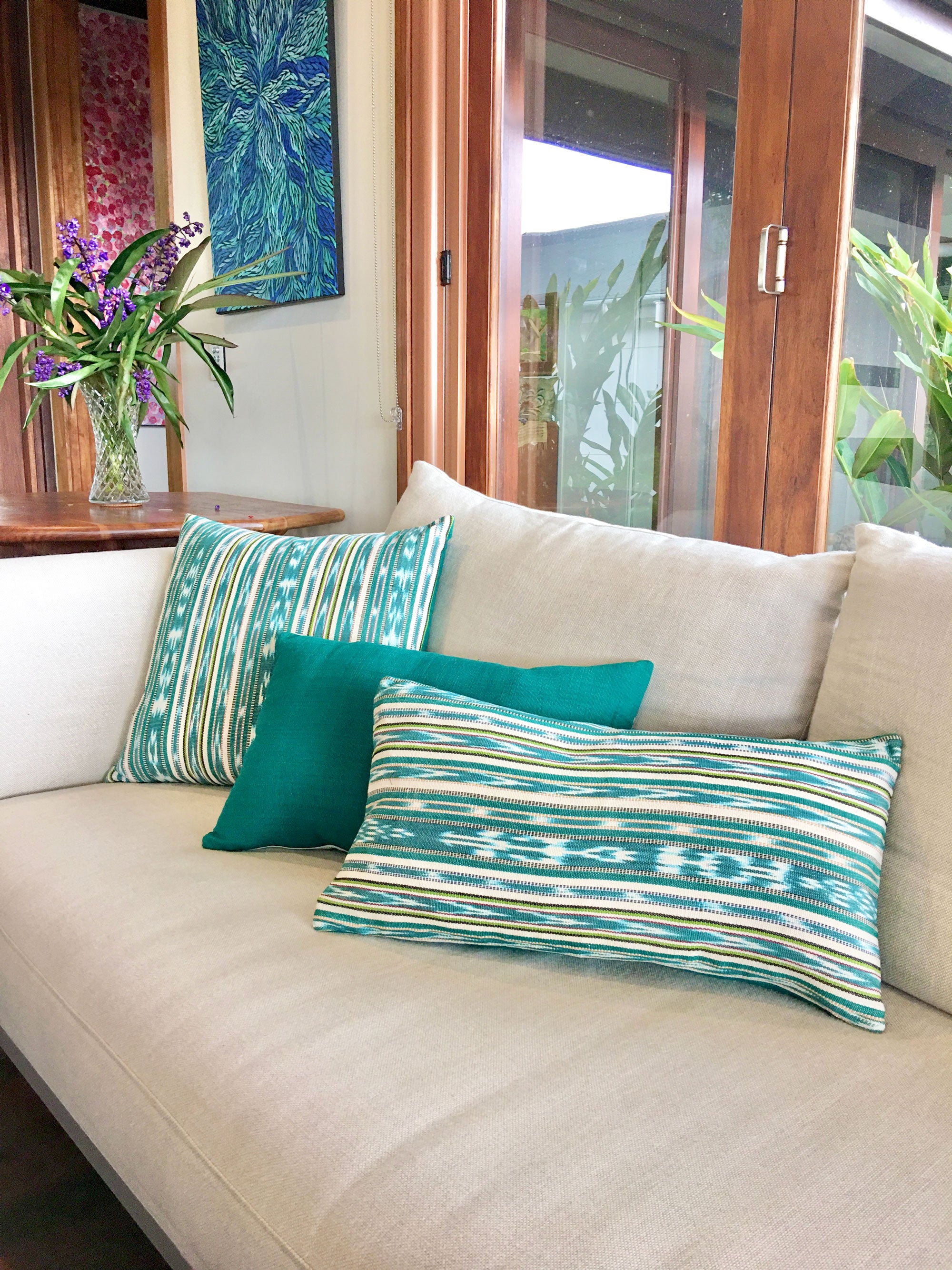 Handwoven Guatemala ikat pillow