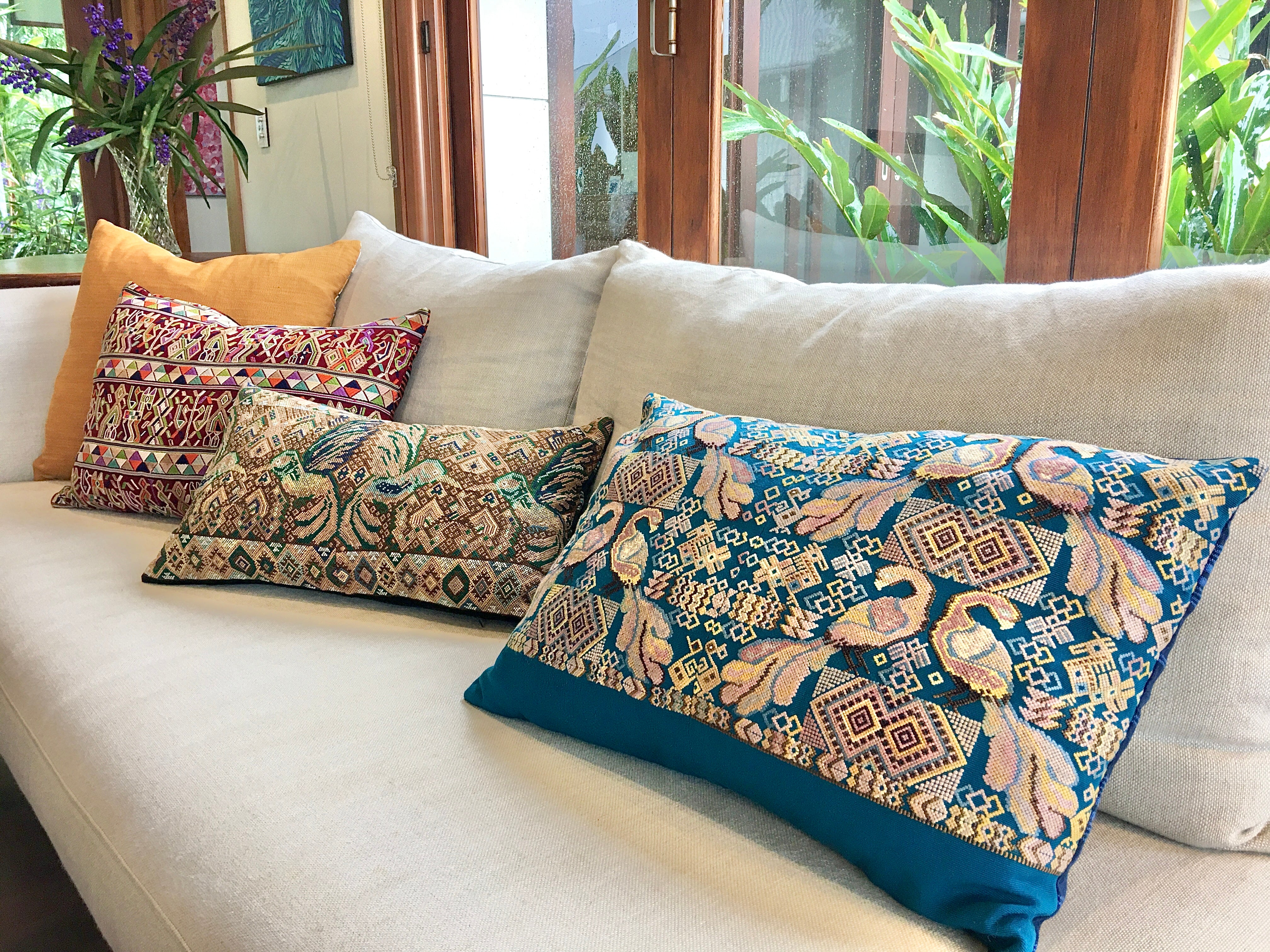 Bird Huipil Pillow - Chichicastenango Peacocks VII