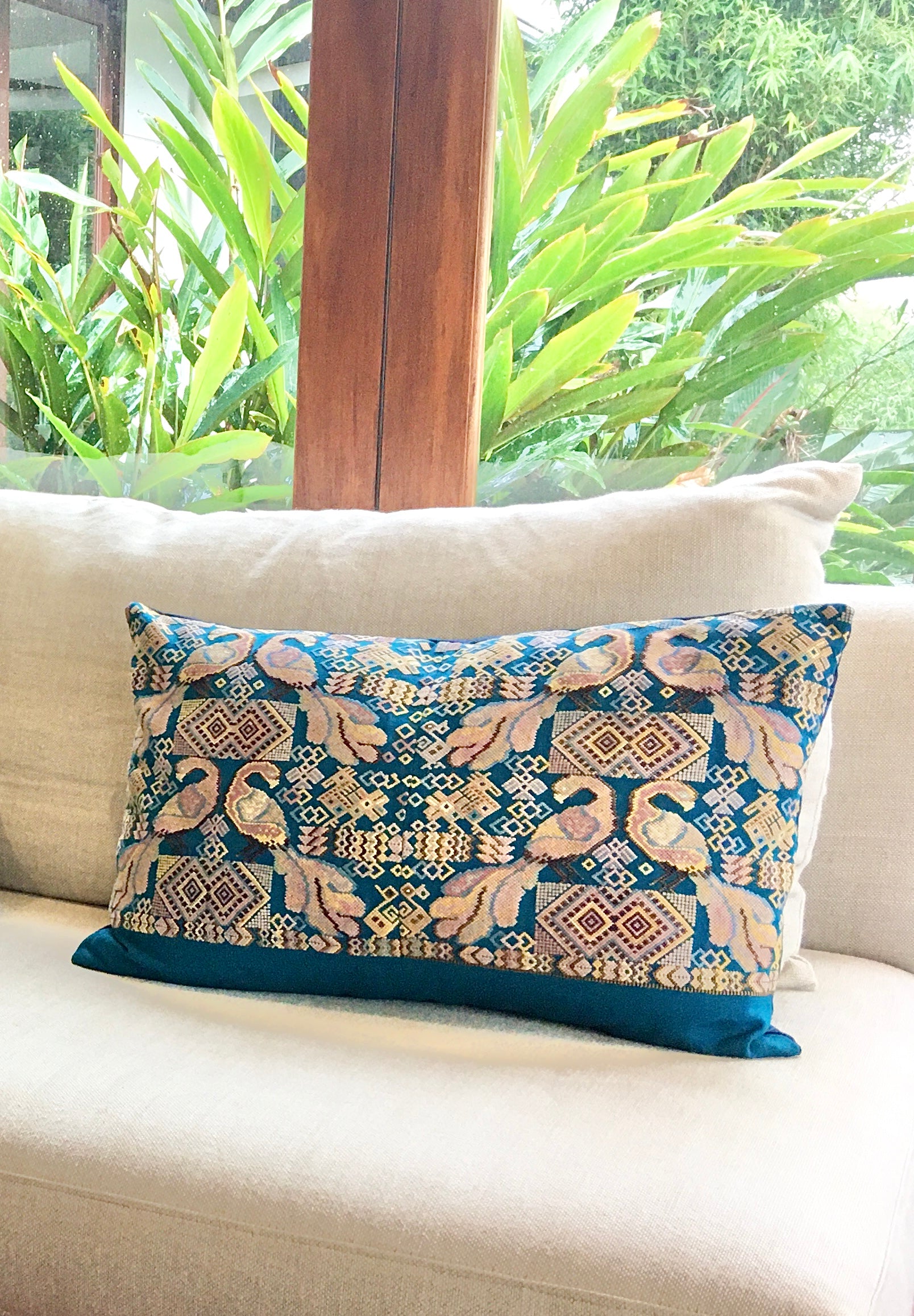 Bird Huipil Pillow - Chichicastenango Peacocks VII