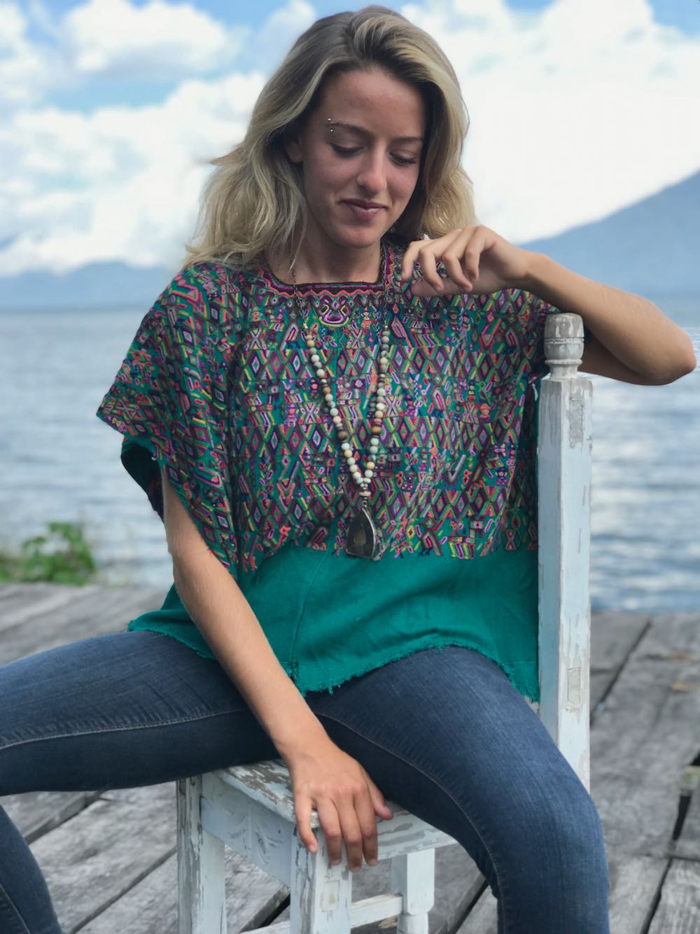 Guatemalan Huipil - green Nebaj huipil