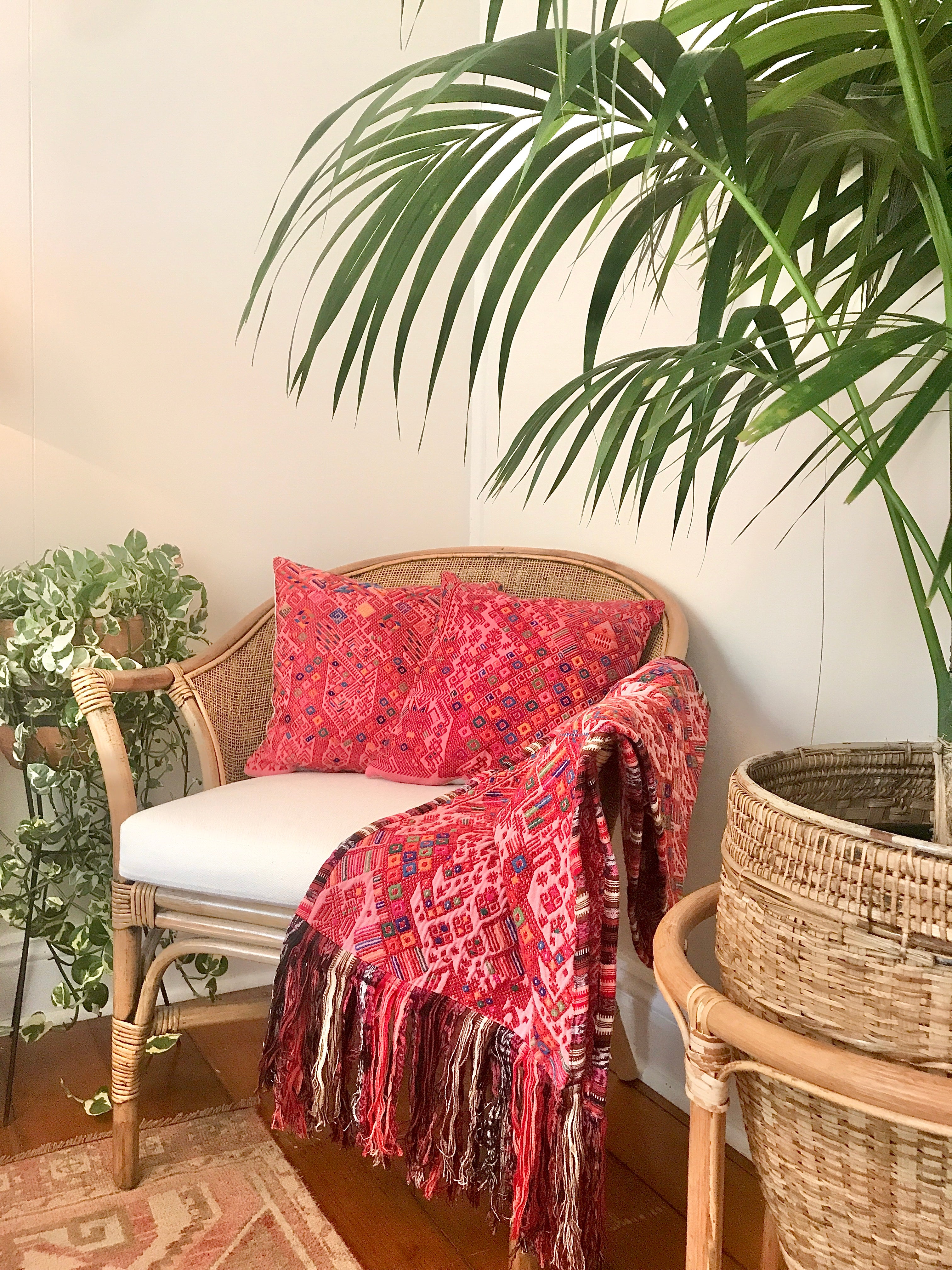 Huipil Pillows - Raspberry Pink Nahuala I