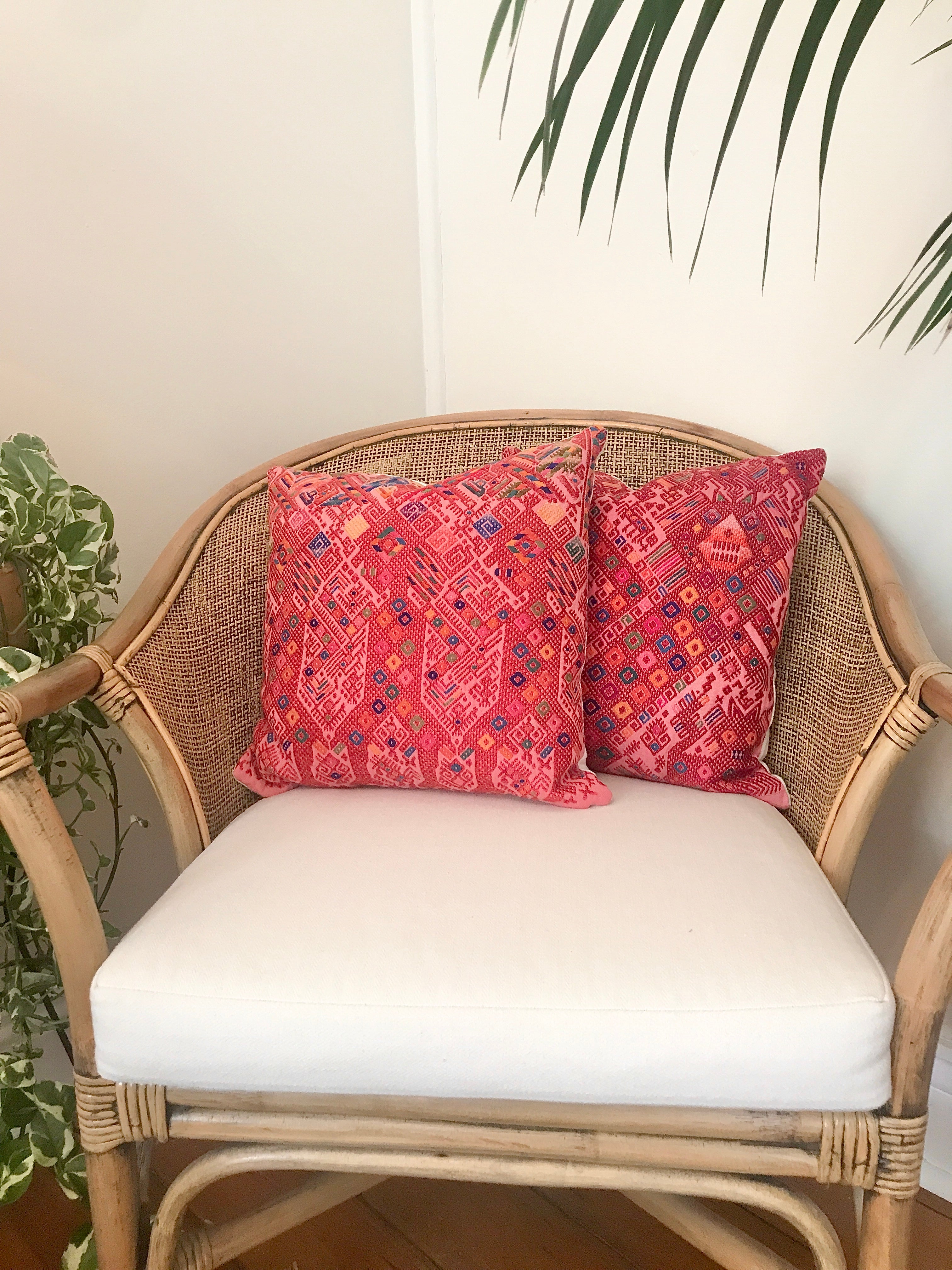 Huipil Pillows - Raspberry Pink Nahuala I