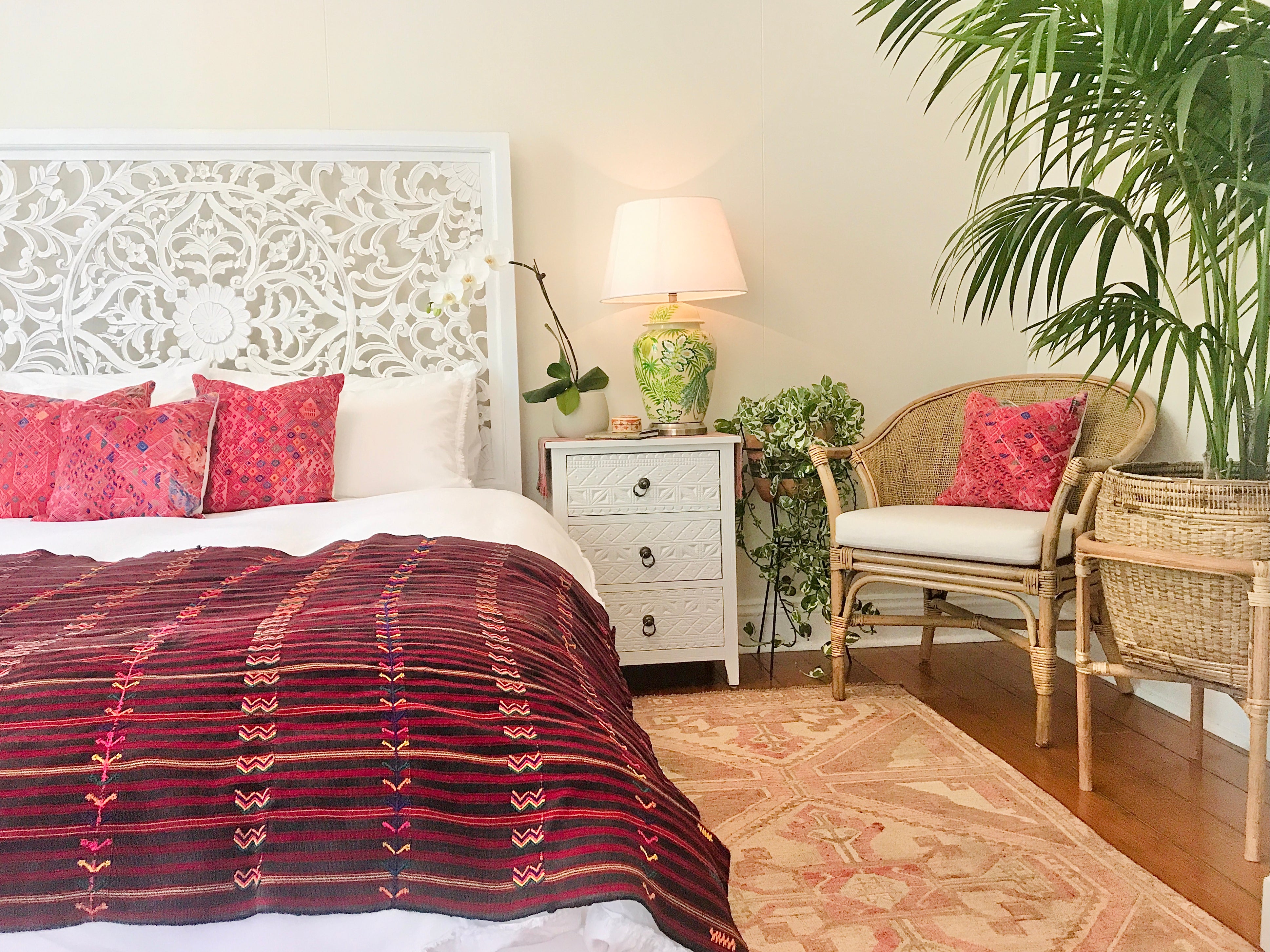 Vintage textile ikat bed throw