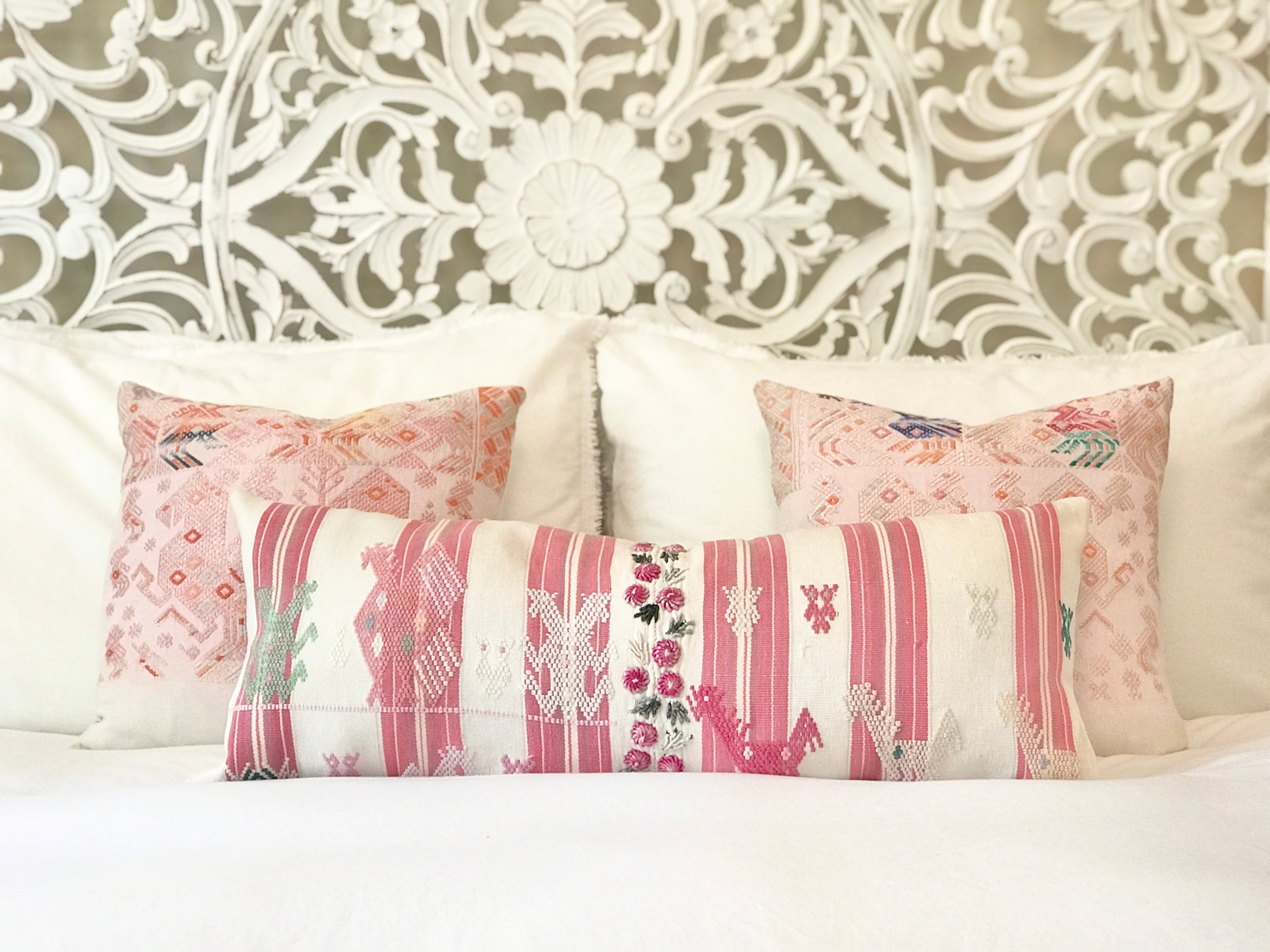 Guatemalan Pillow - Striped Tzute Animals II