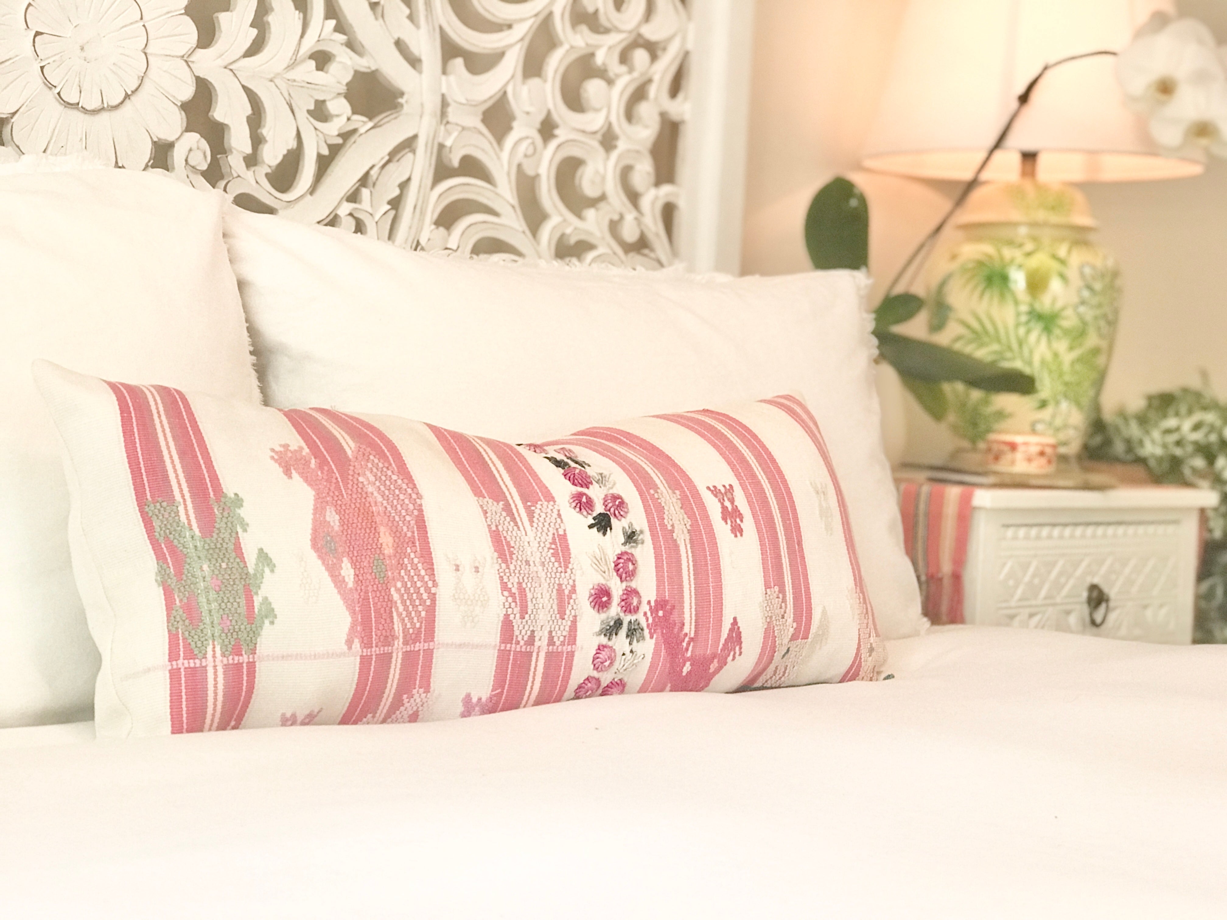 Guatemalan Pillow - Striped Tzute Animals II