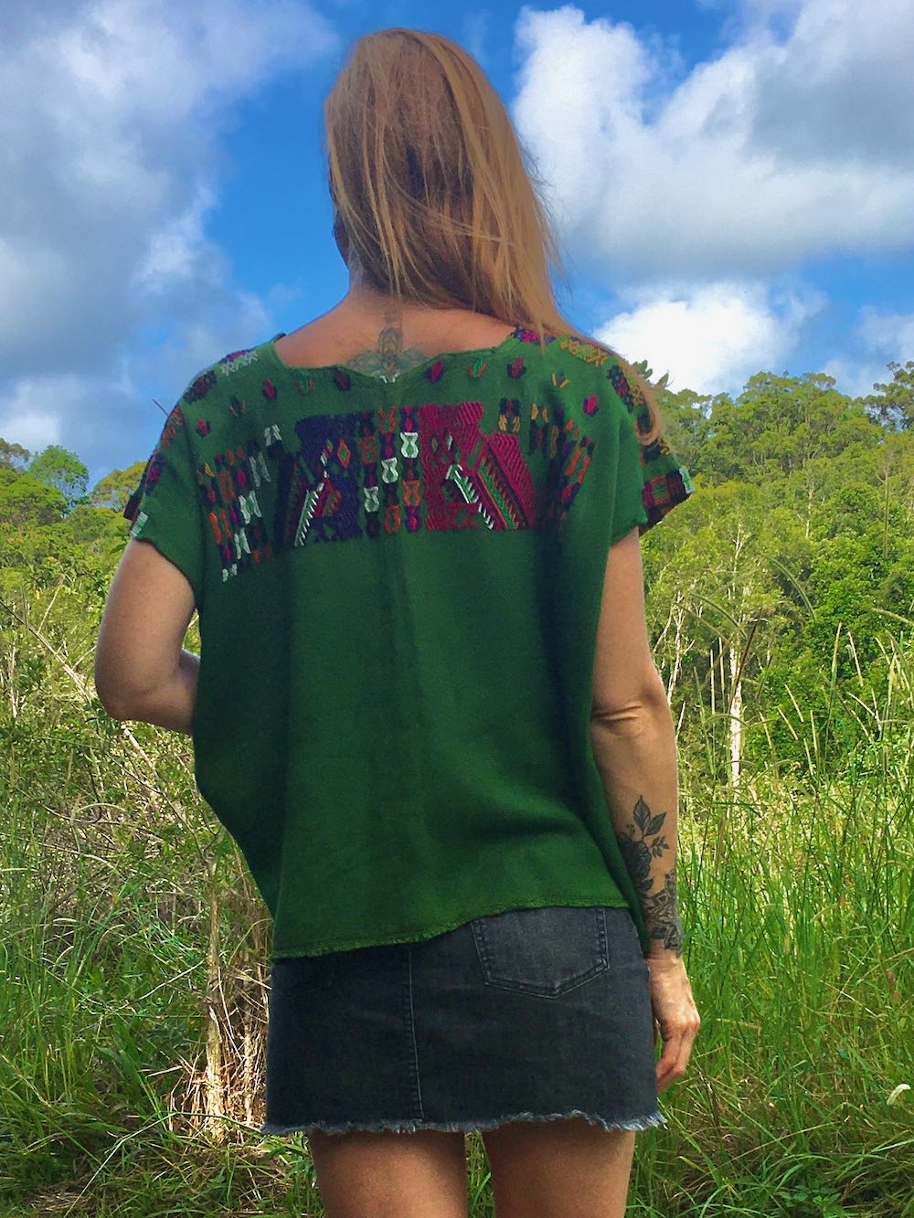 Guatemalan Huipil - avocado green Chajul huipil