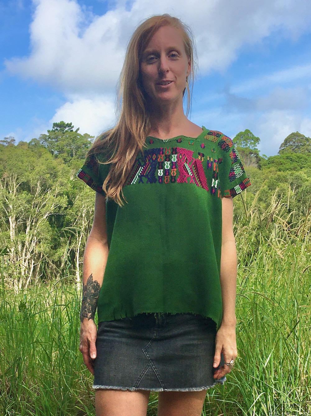 Guatemalan Huipil - avocado green Chajul huipil