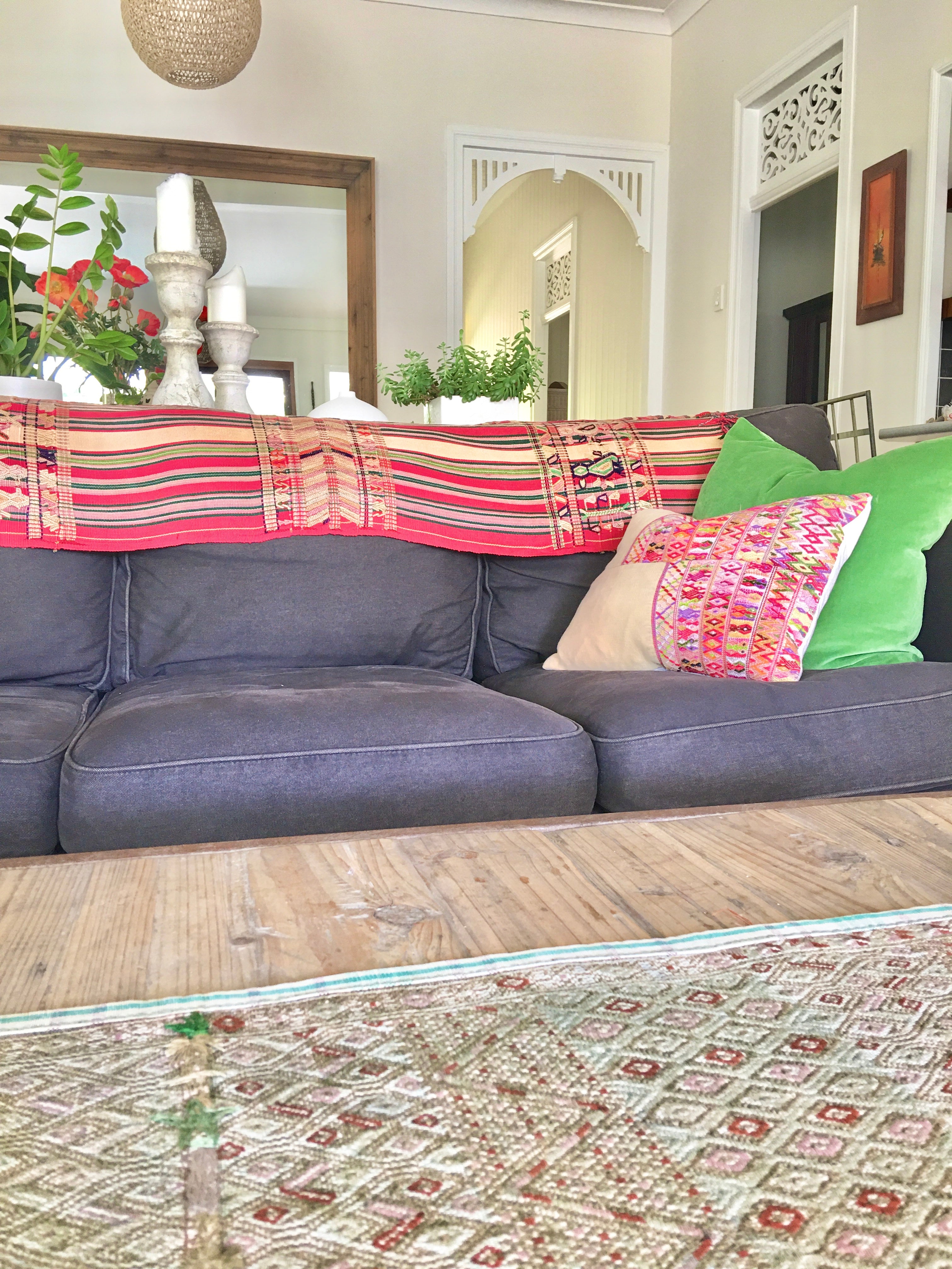 Handwoven Guatemala ikat pillow