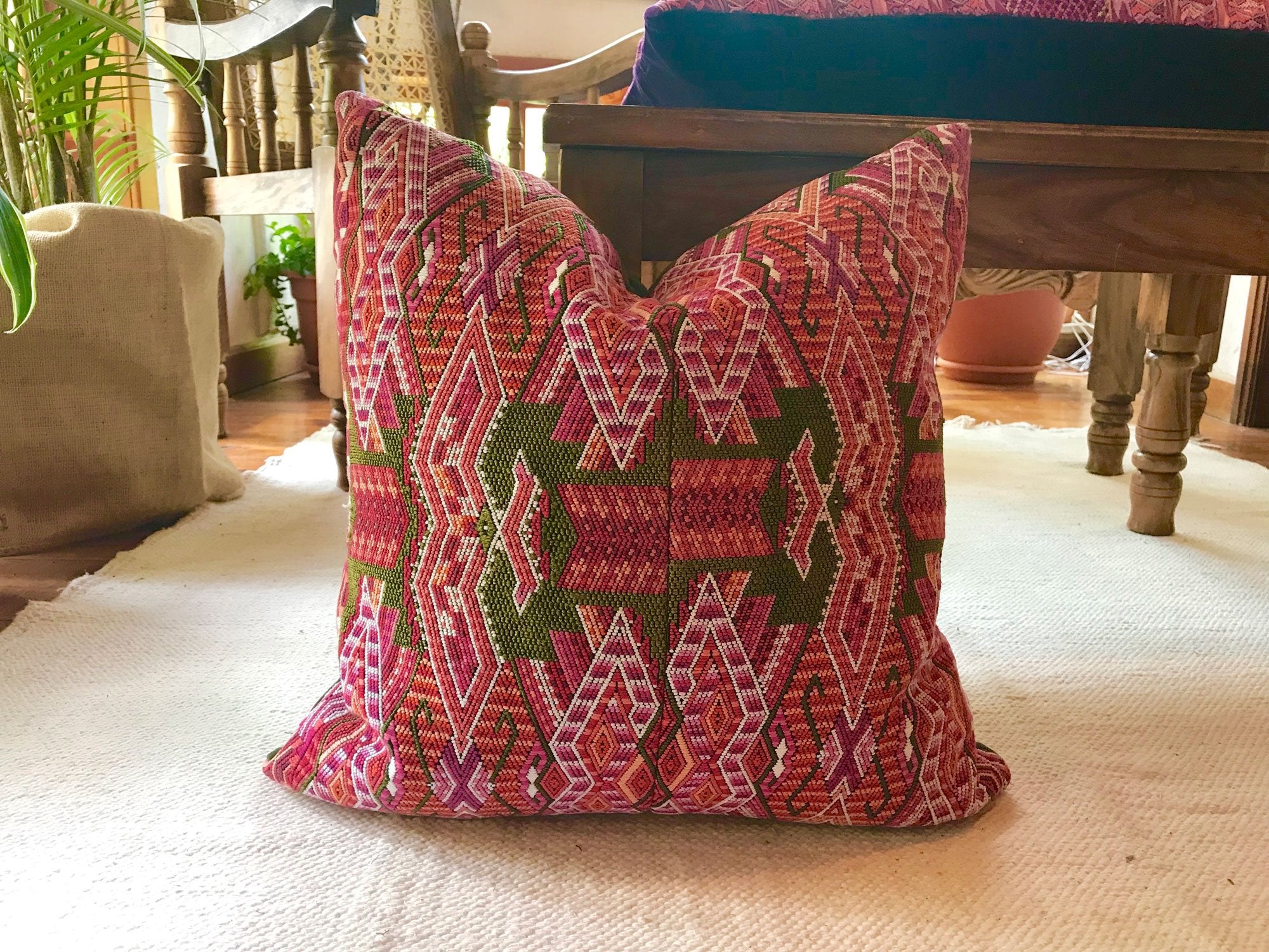 Guatemalan textiles, huipil pillow - Lamour Artisans