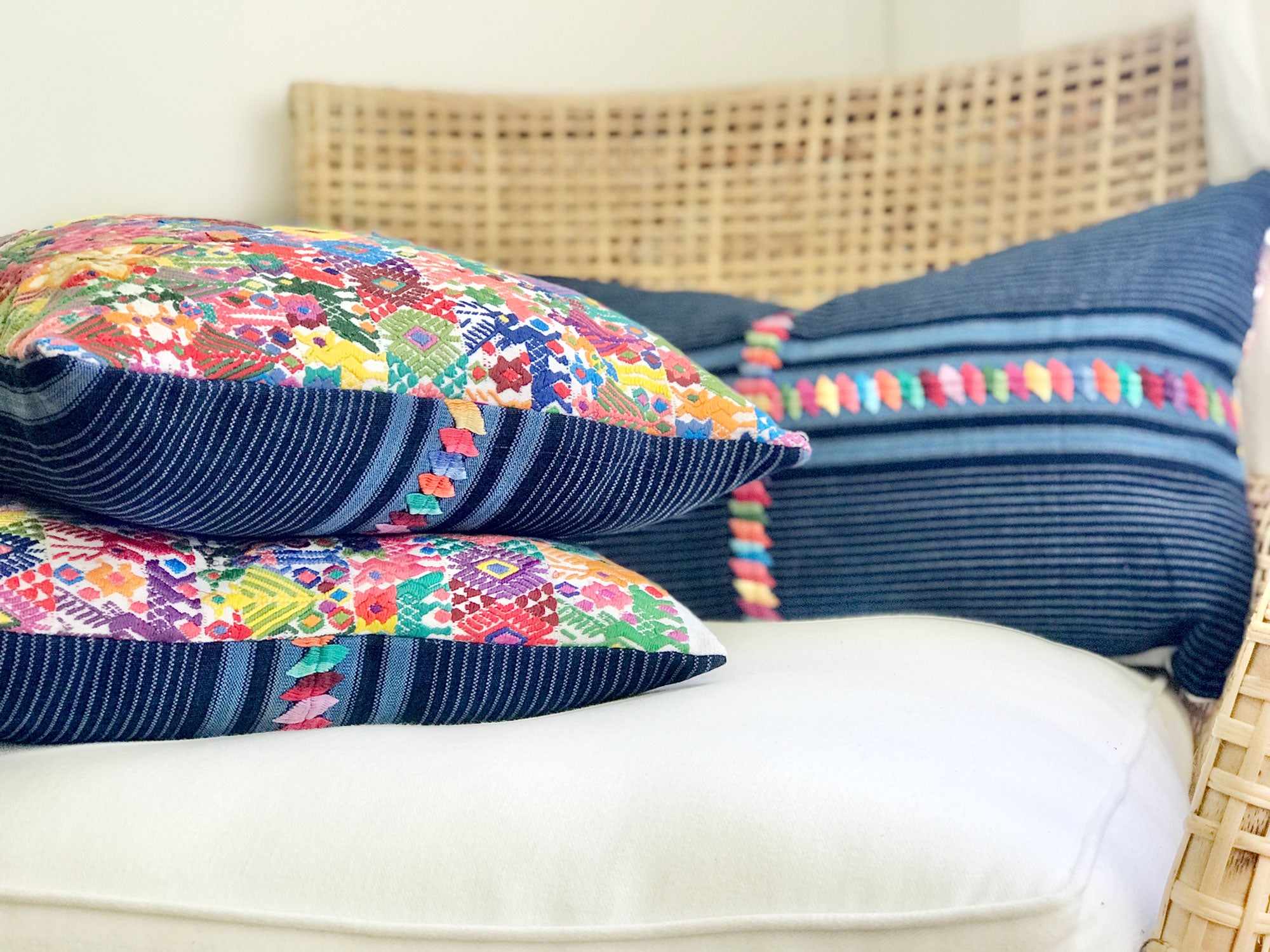 Guatemalan Huipil Pillow - Colourful Coban I