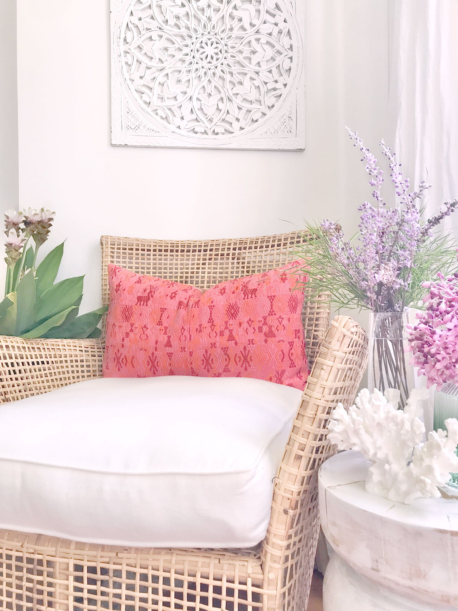 Guatemalan Huipil Pillow - Orange Coban VI