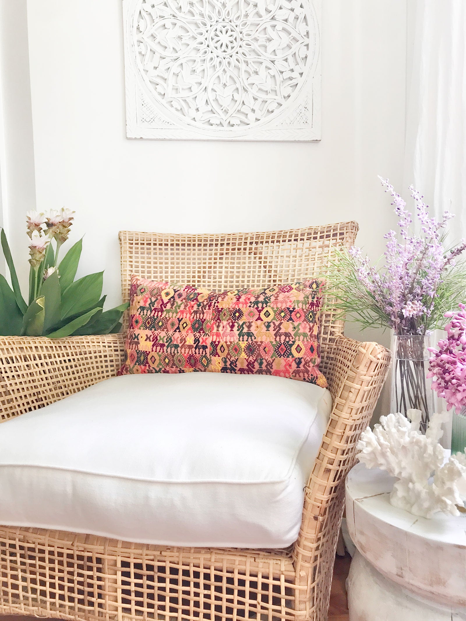 Guatemalan Huipil Pillow - Pink Coban XVI