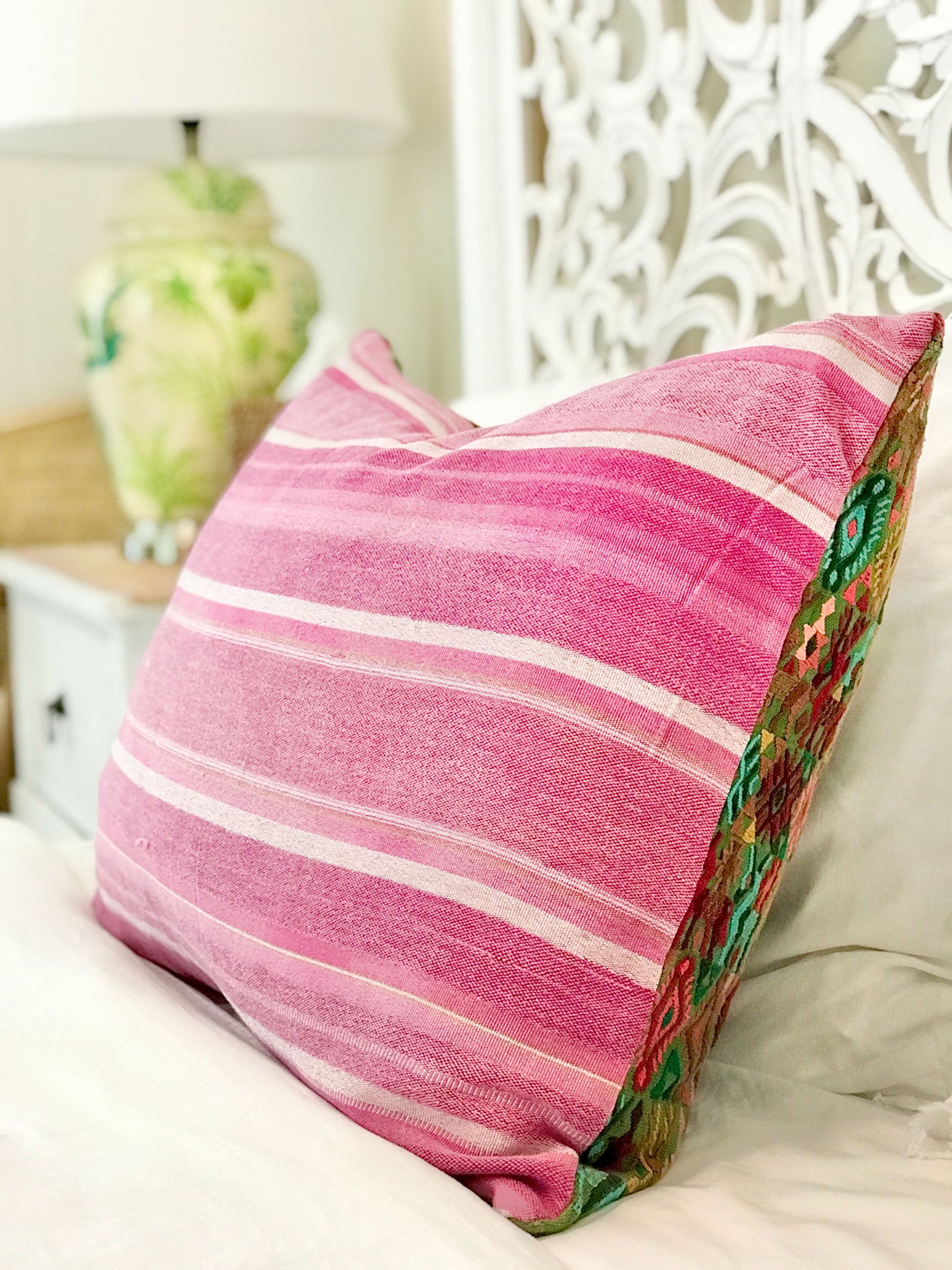 Guatemalan Huipil Pillow - Green Coban XX