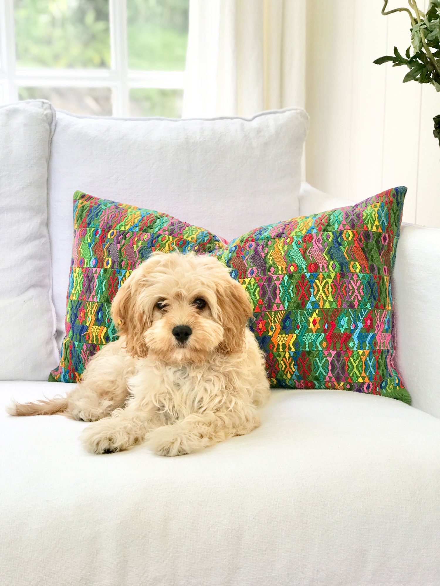 Guatemalan Huipil Pillows - Green Coban XXII