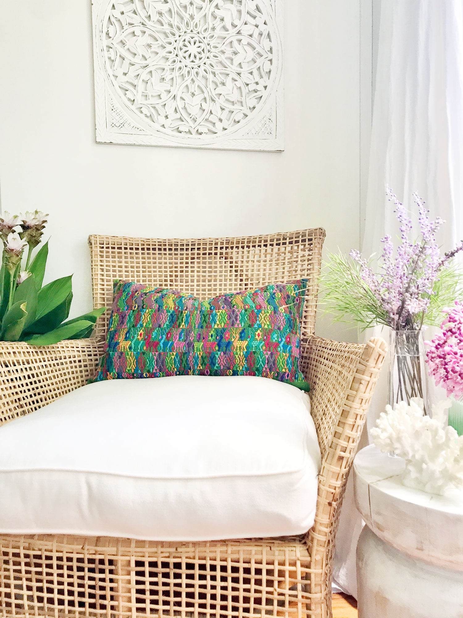 Guatemalan Huipil Pillows - Green Coban XXII