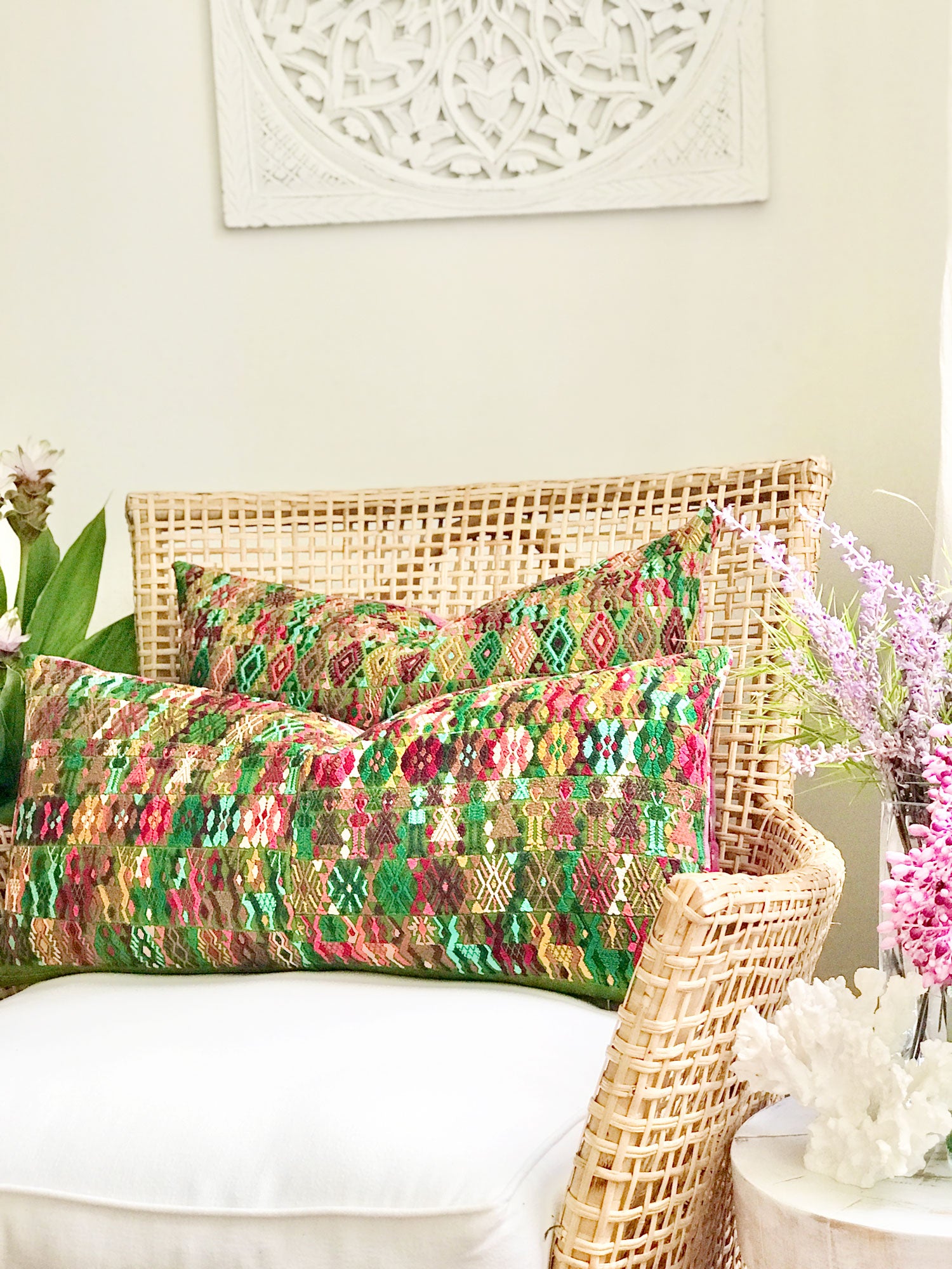 Guatemalan Huipil Pillow - Green Coban XIX