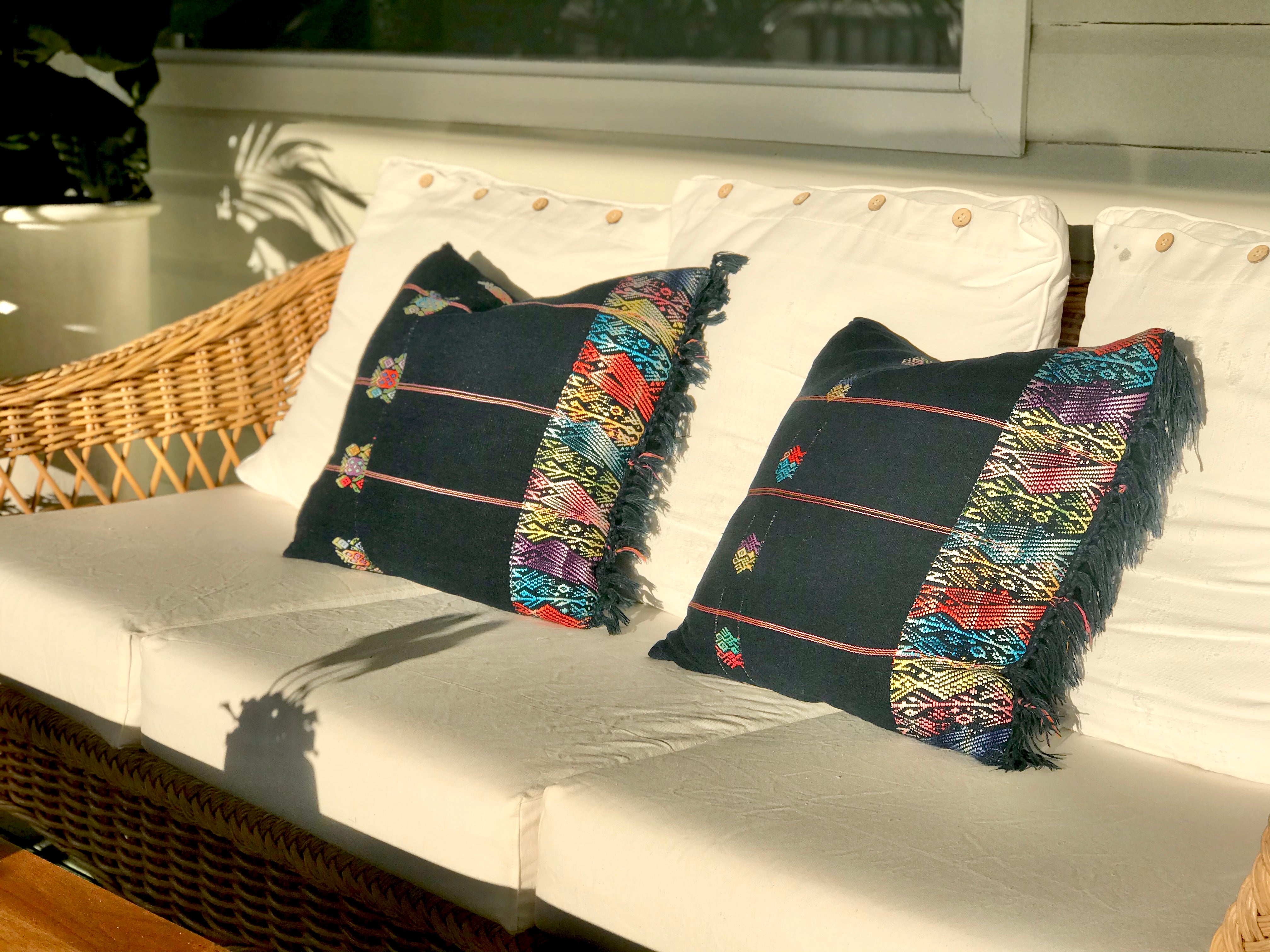 Guatemalan Textile Pillow - Indigo Ceremonial Tzute
