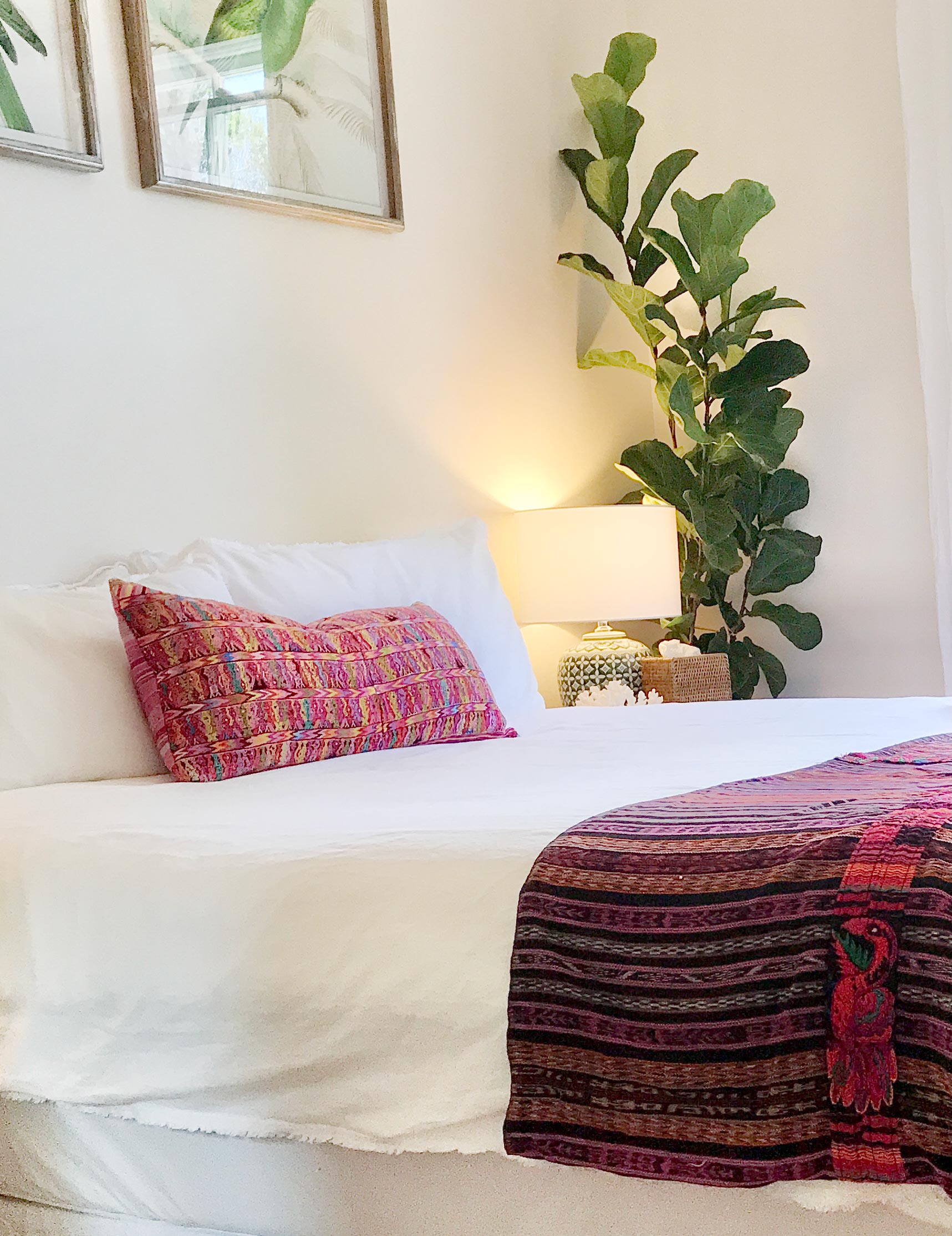 Vintage textile pillows made from a Guatemalan huipil and corte.