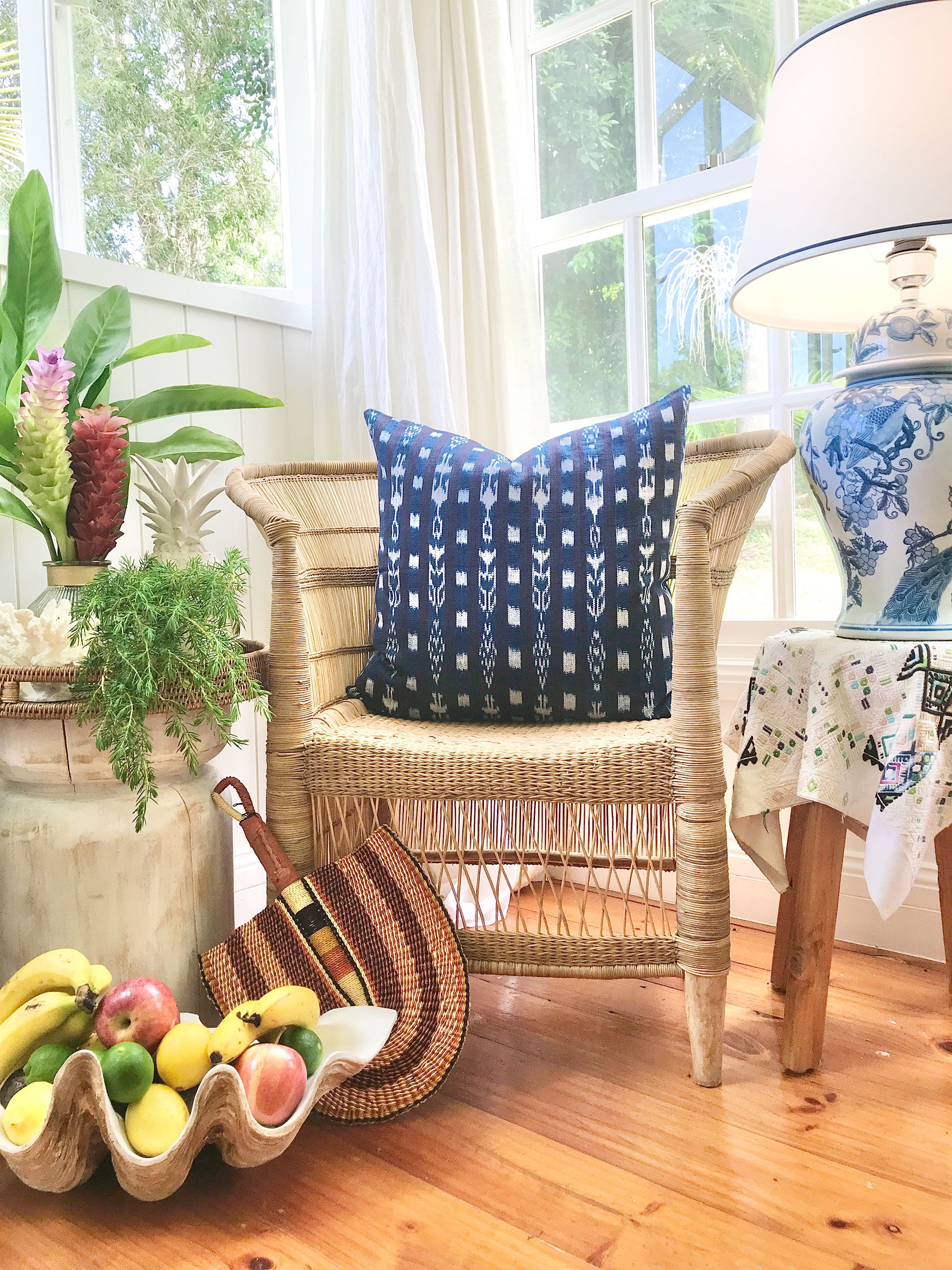 Blue Lagoon - Ikat Throw Pillow