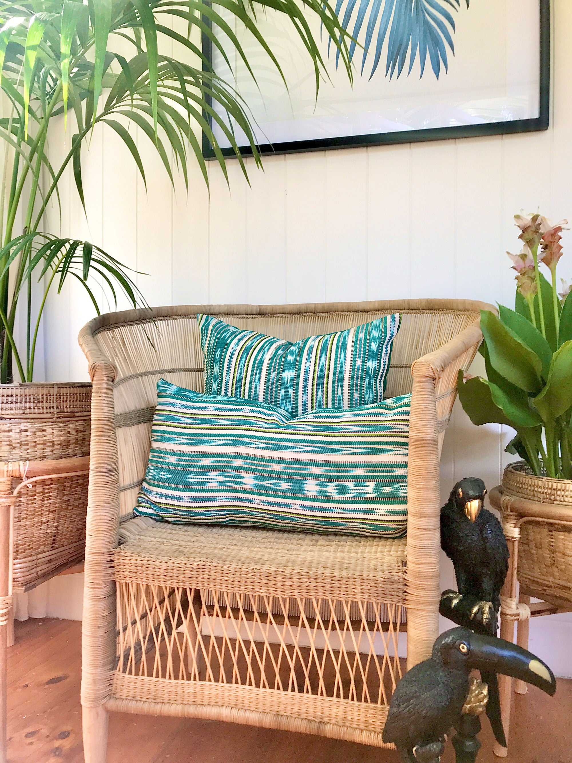 Woven ikat pillow - Guatemalan fabric