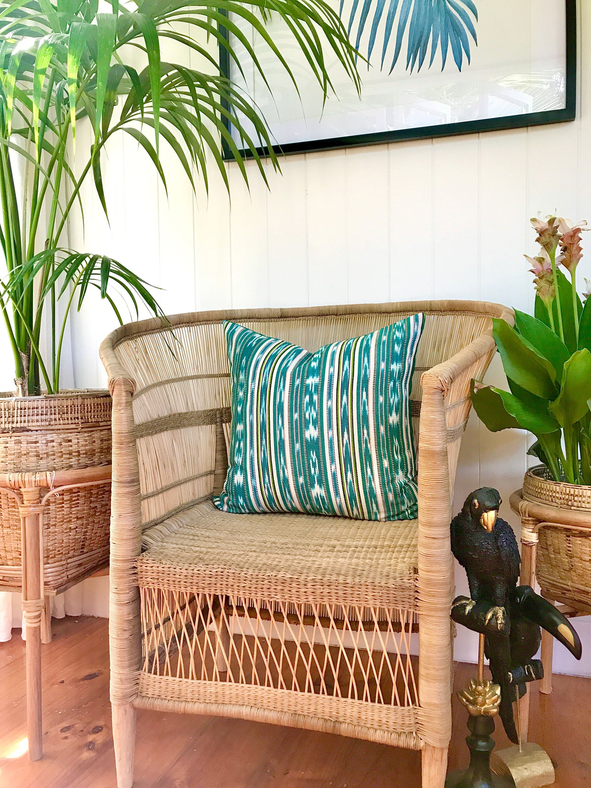 Woven ikat pillow - Guatemalan fabric