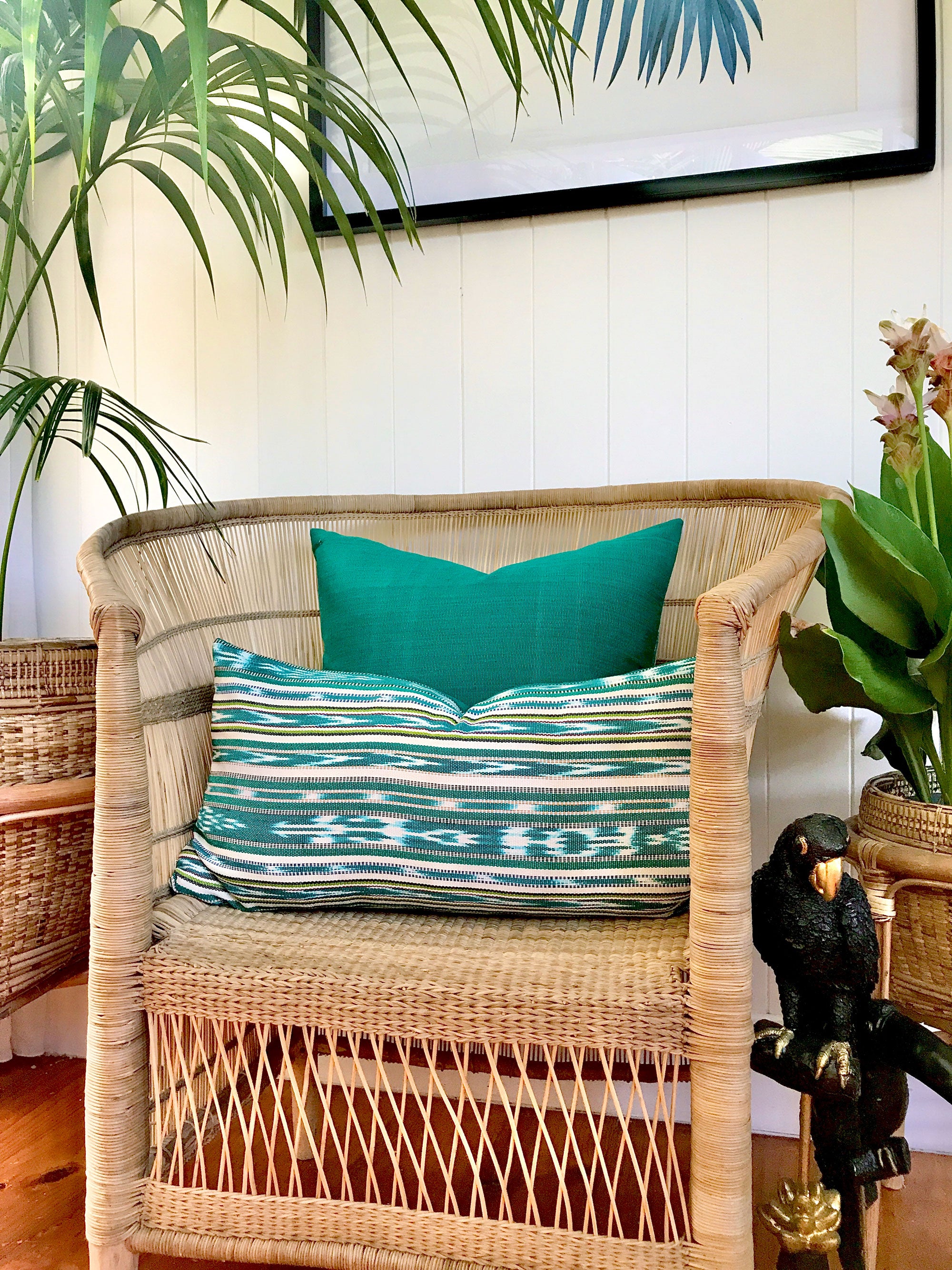 Woven ikat pillow - Guatemalan fabric