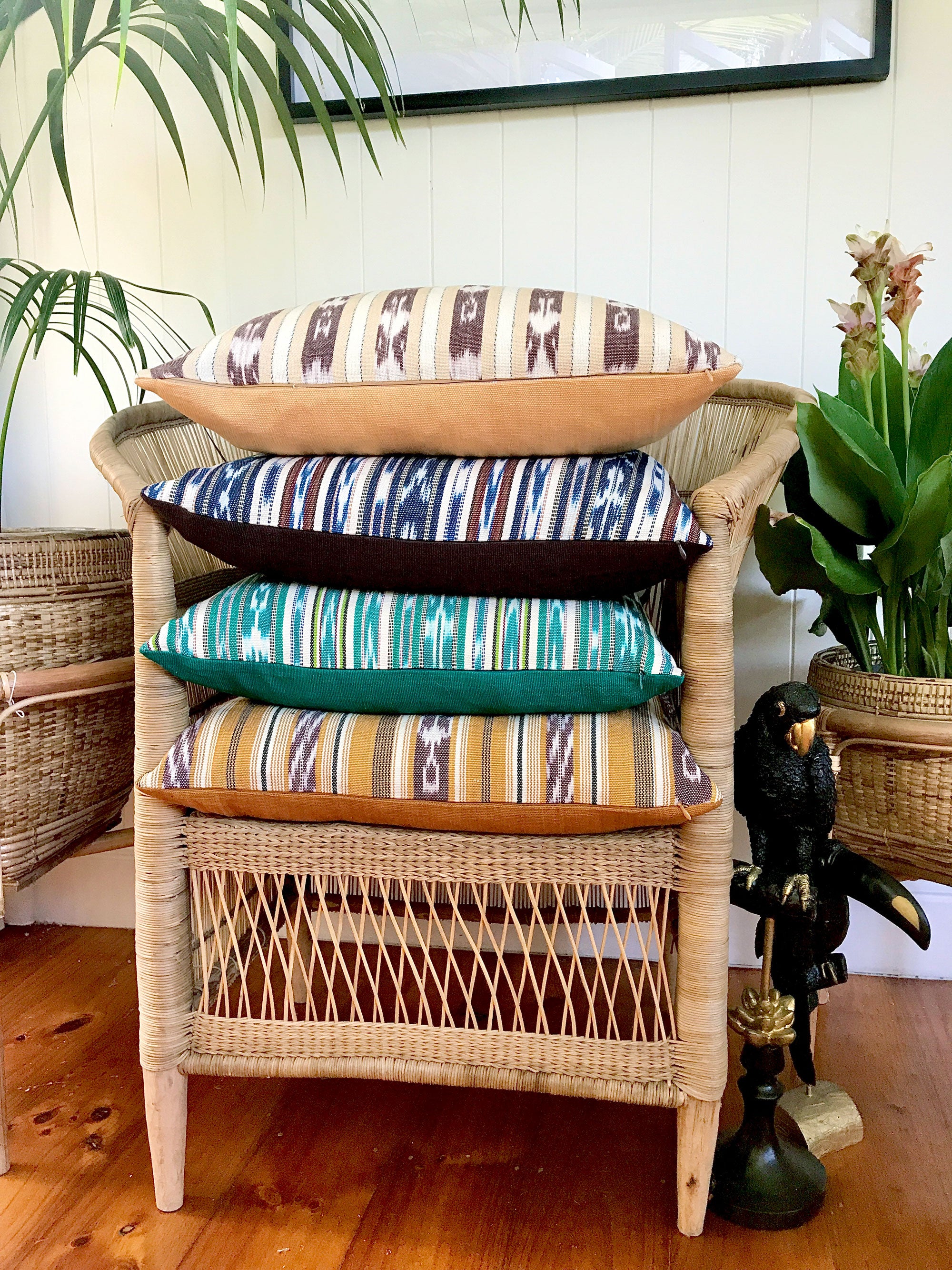 Woven ikat pillow - Guatemalan fabric