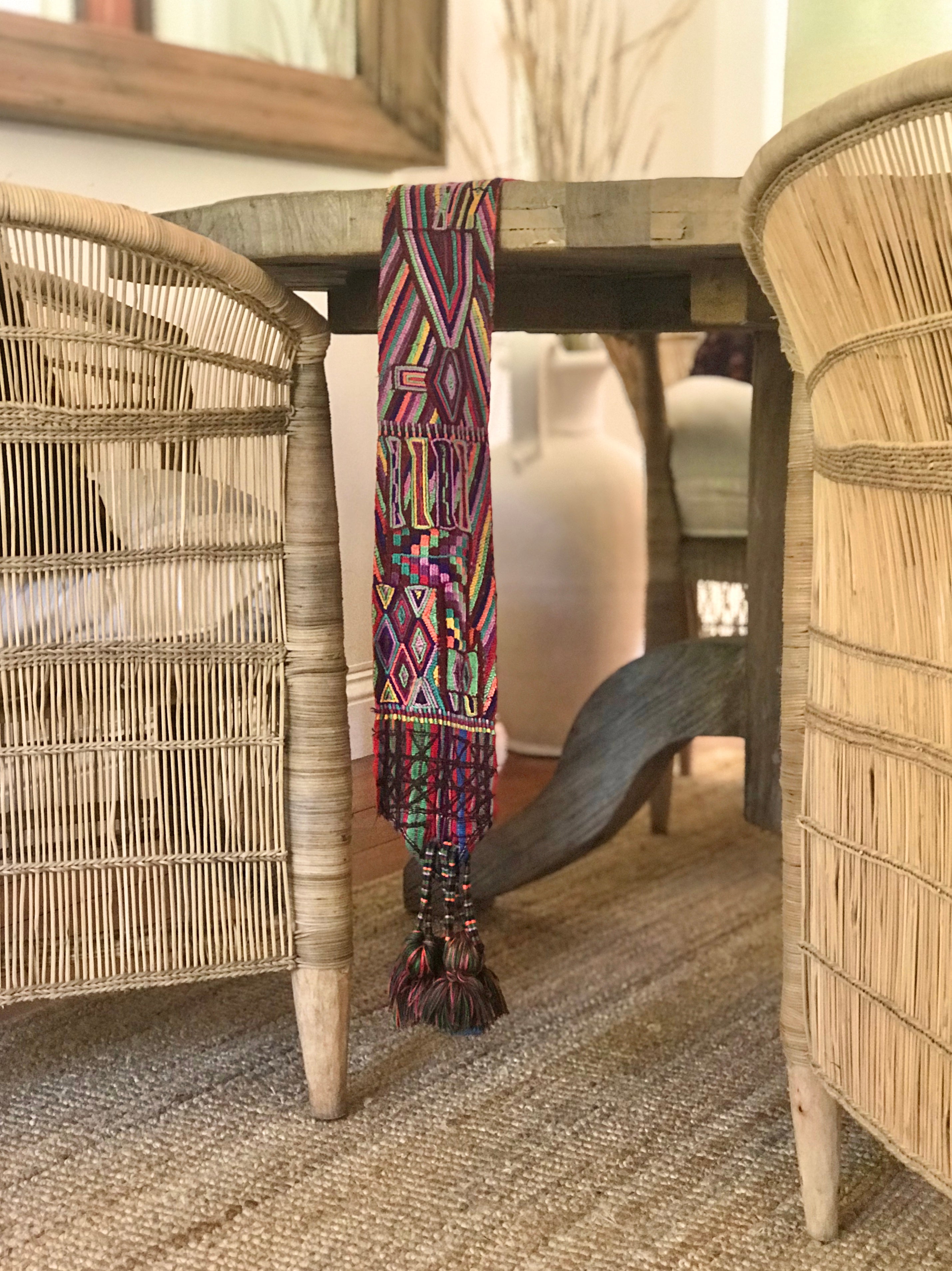 Guatemalan Textile, boho table runner, originally a Nebaj tocoyal