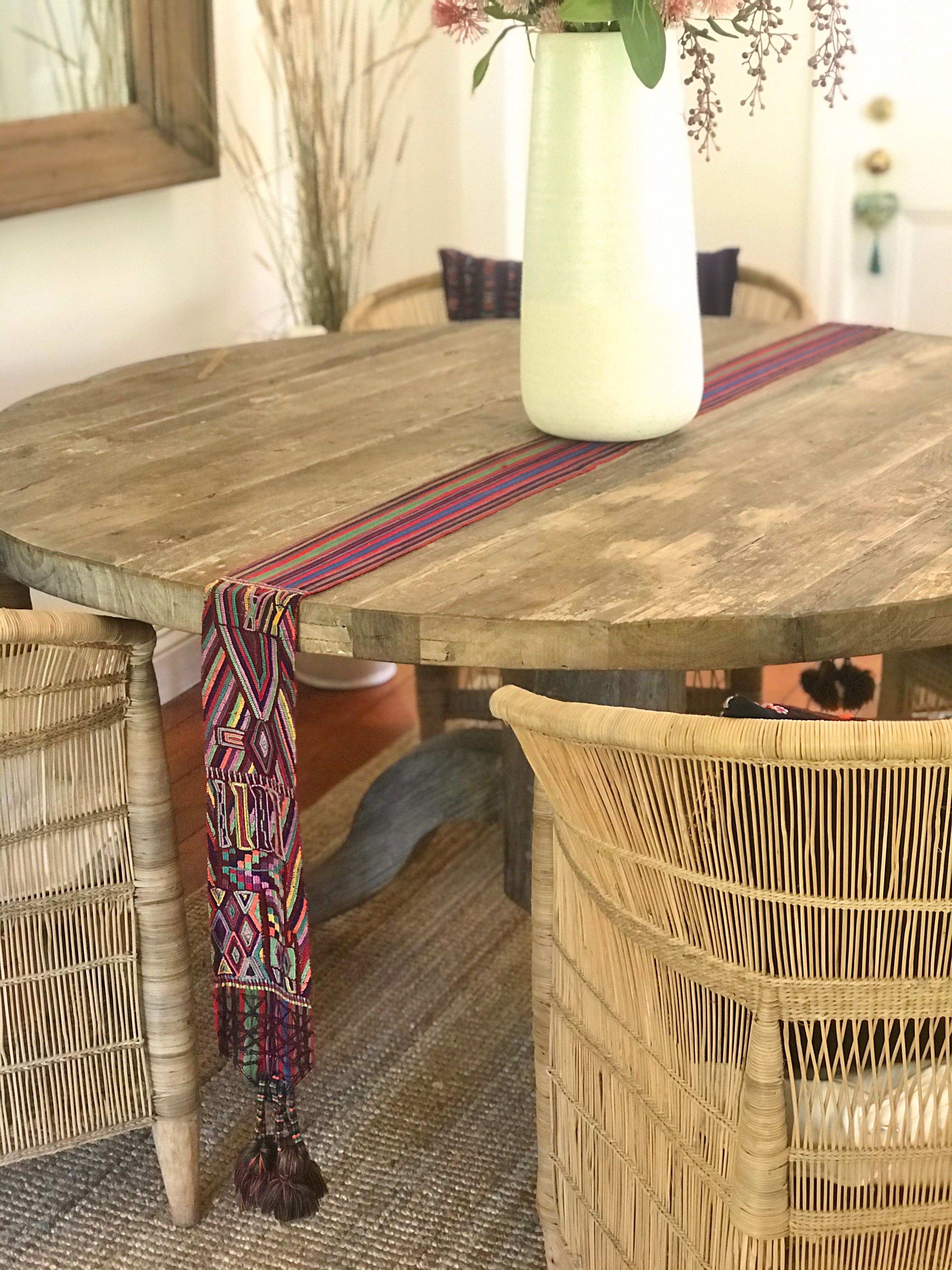 Guatemalan Textile, boho table runner, originally a Nebaj tocoyal