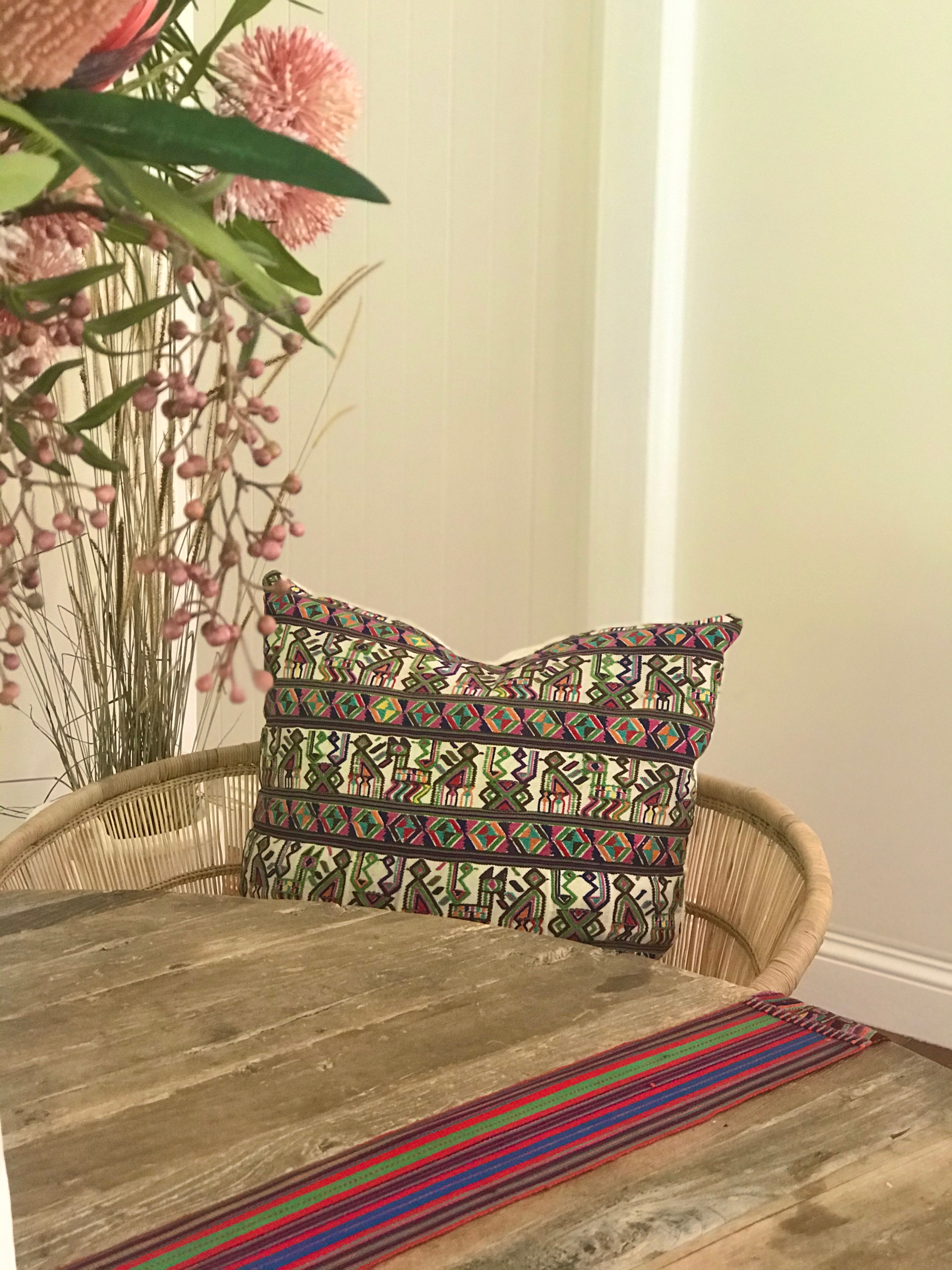 Guatemalan Textile, boho table runner, originally a Nebaj tocoyal