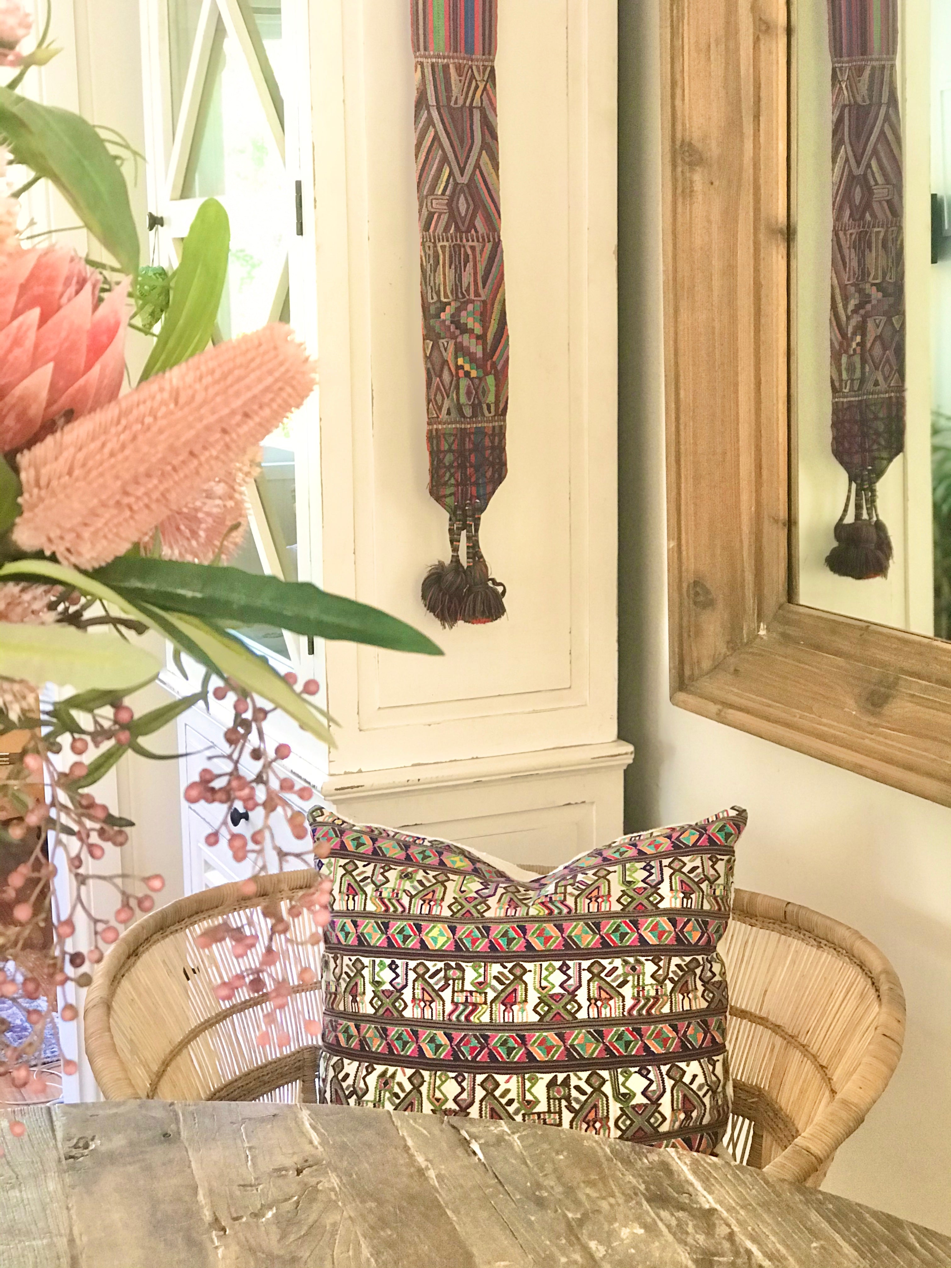 Guatemalan Textile, boho table runner, originally a Nebaj tocoyal