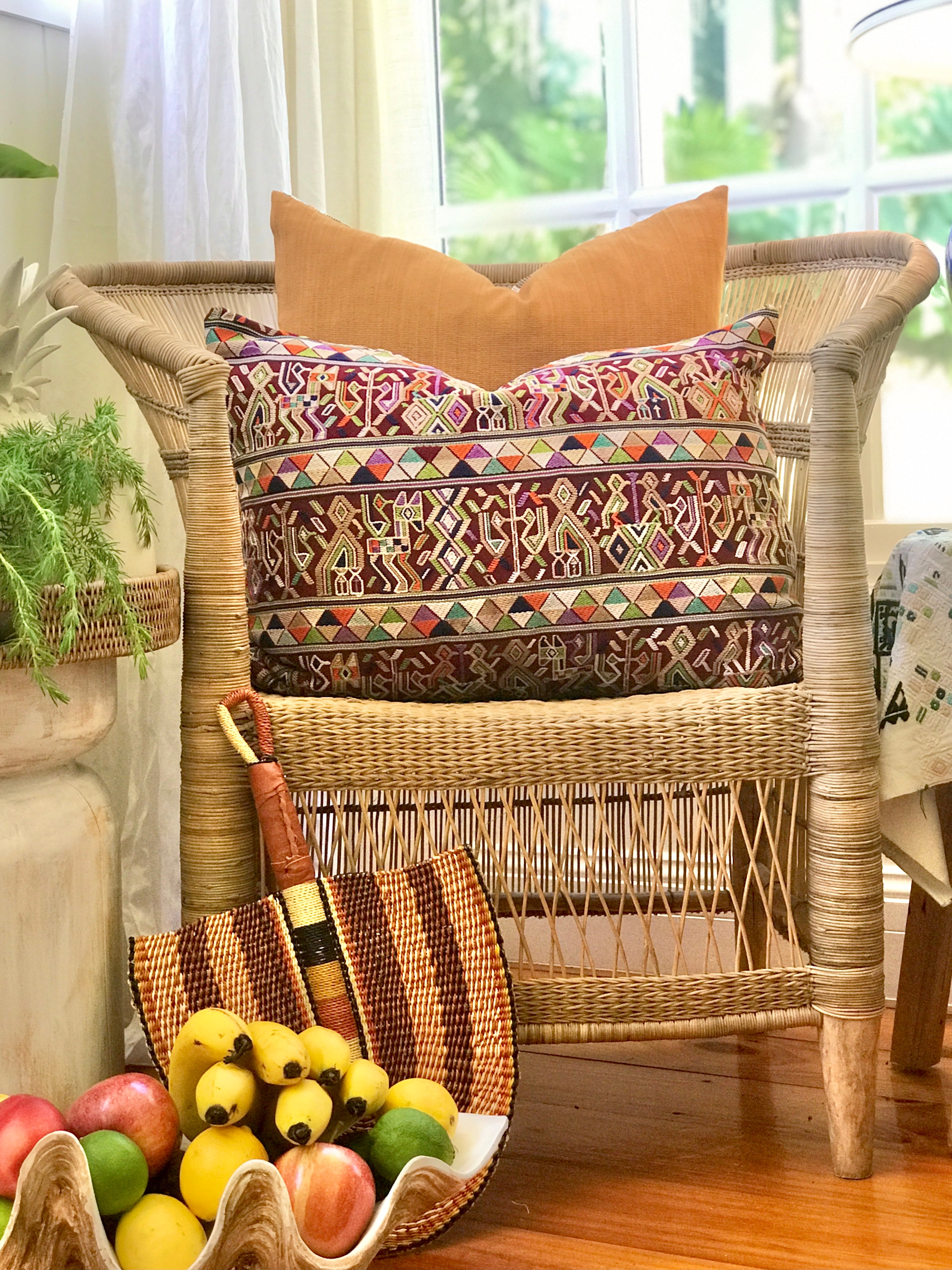 Red Guatemalan Huipil Pillow - Nebaj VI