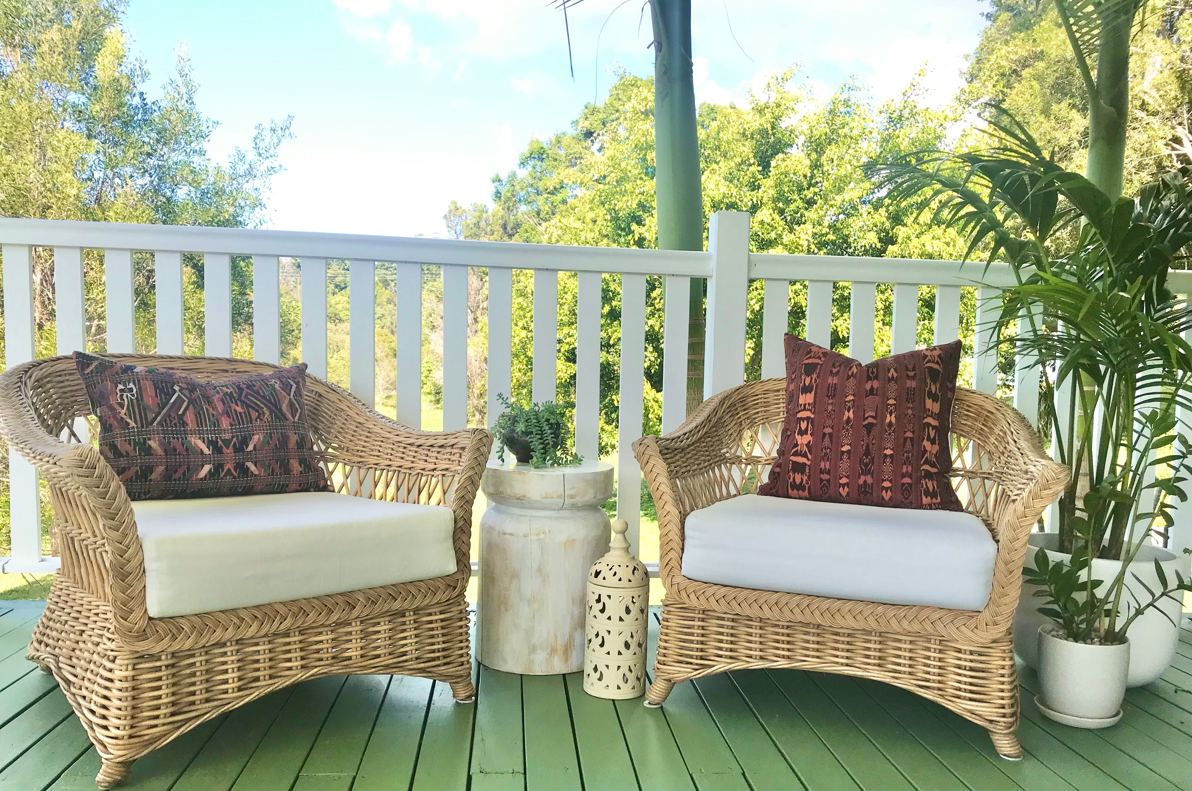 Guatemalan Corte Pillow, hand woven coral ikat throw cushion with tassels