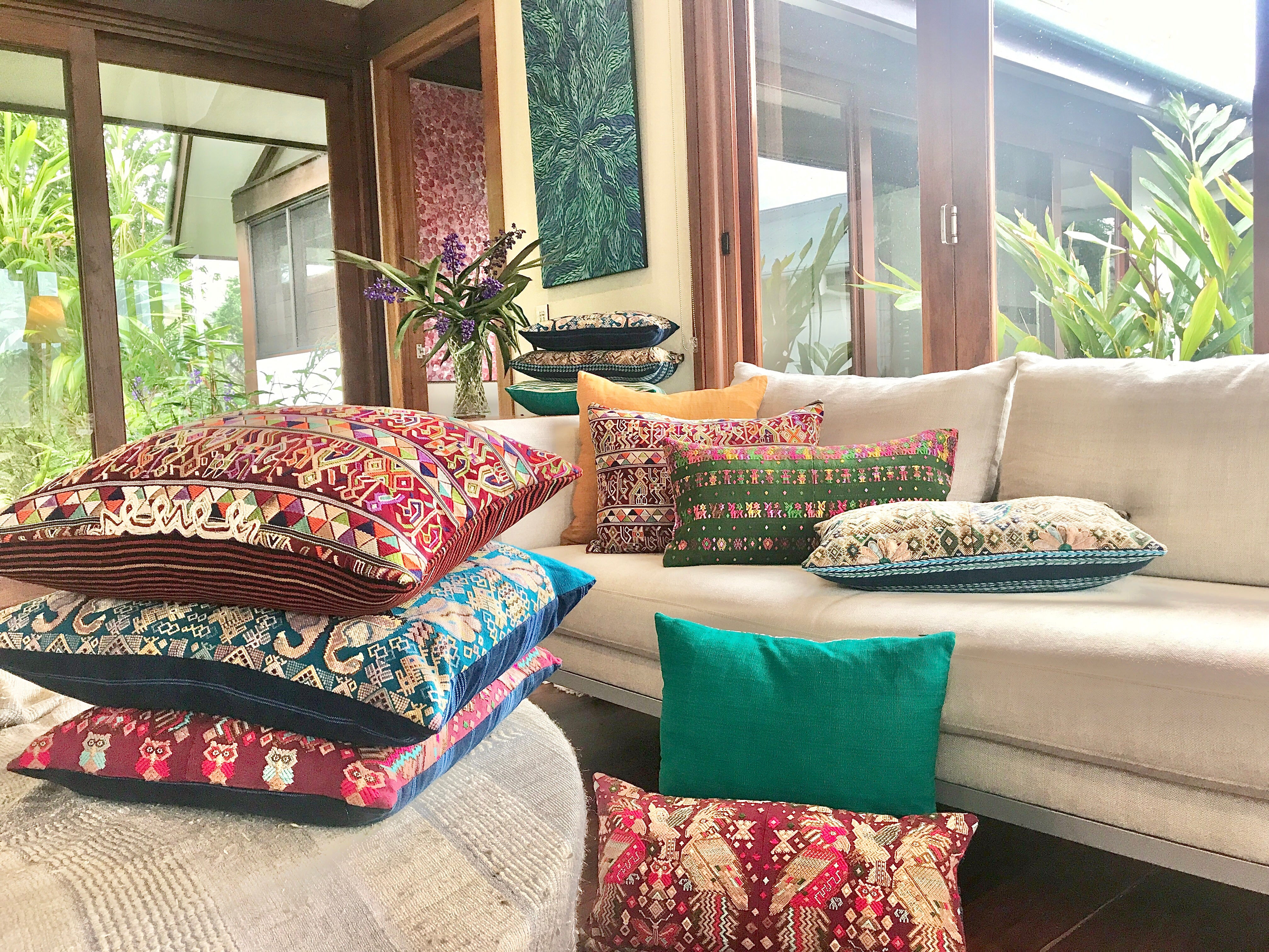 Vintage Huipil Pillow - Parrots VI