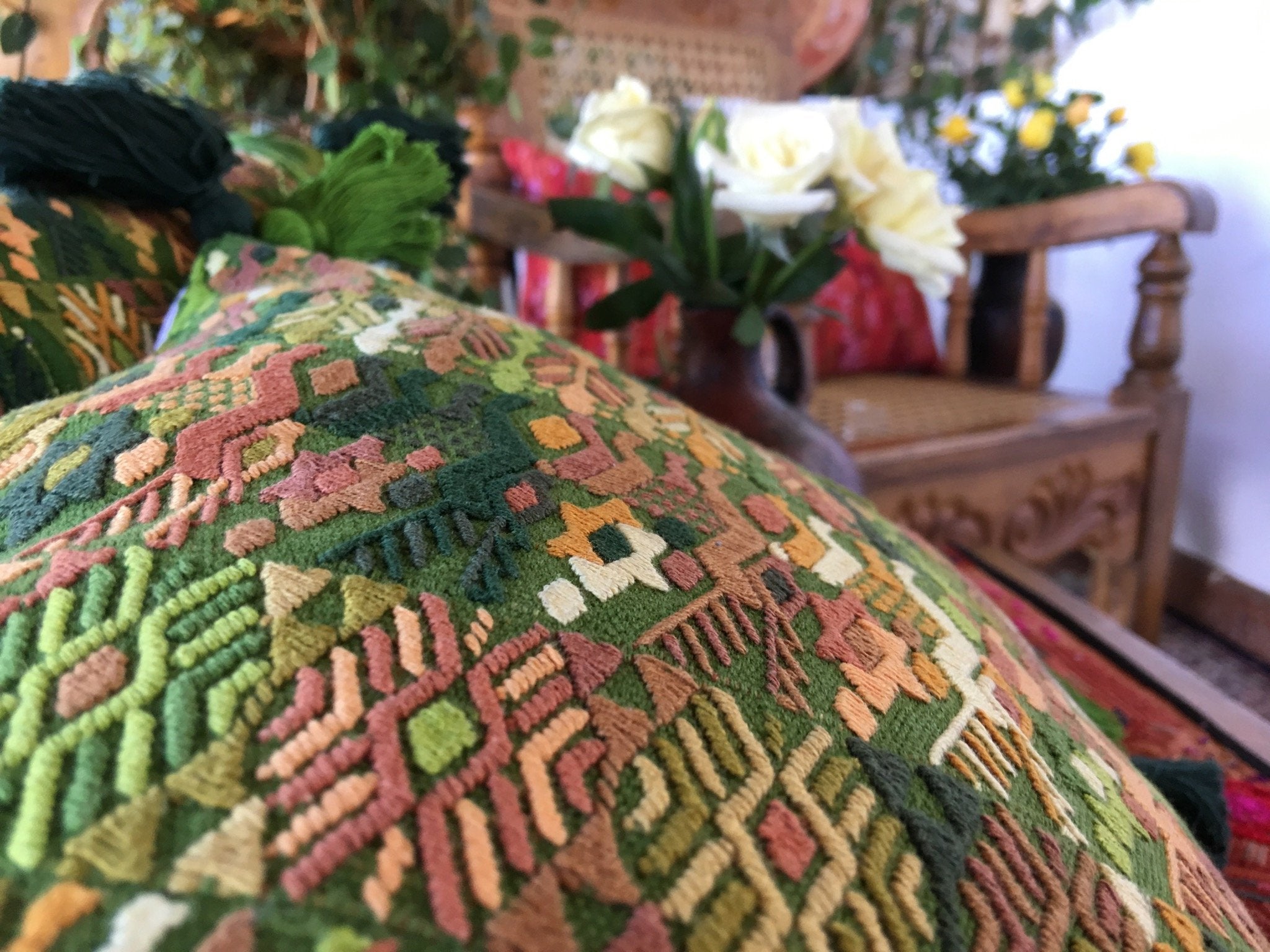 Guatemalan textiles, huipil pillow - Lamour Artisans