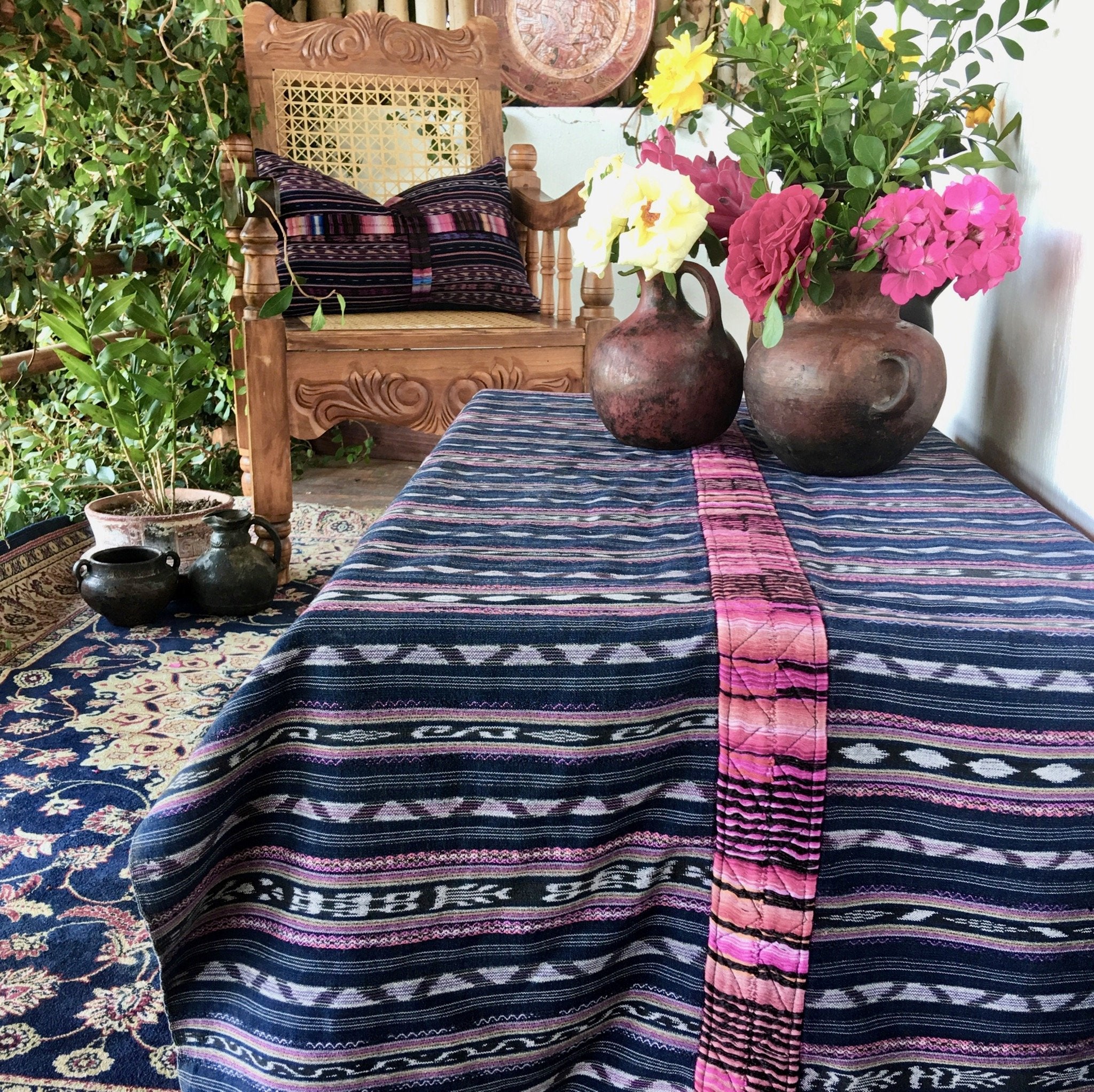 Guatemalan textiles, ikat pillow - Lamour Artisans