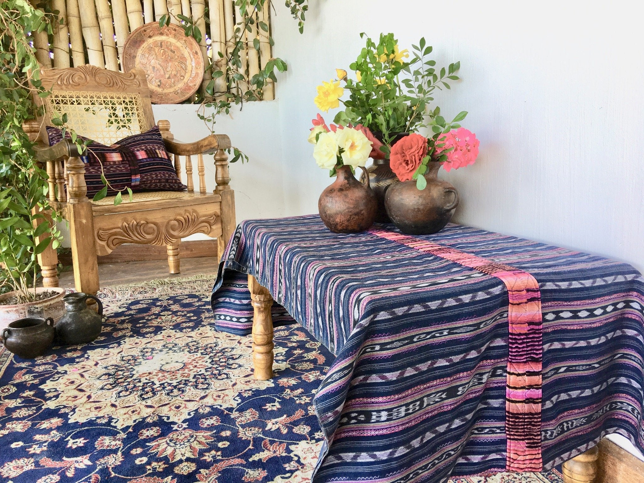 Guatemalan textiles, ikat pillow - Lamour Artisans