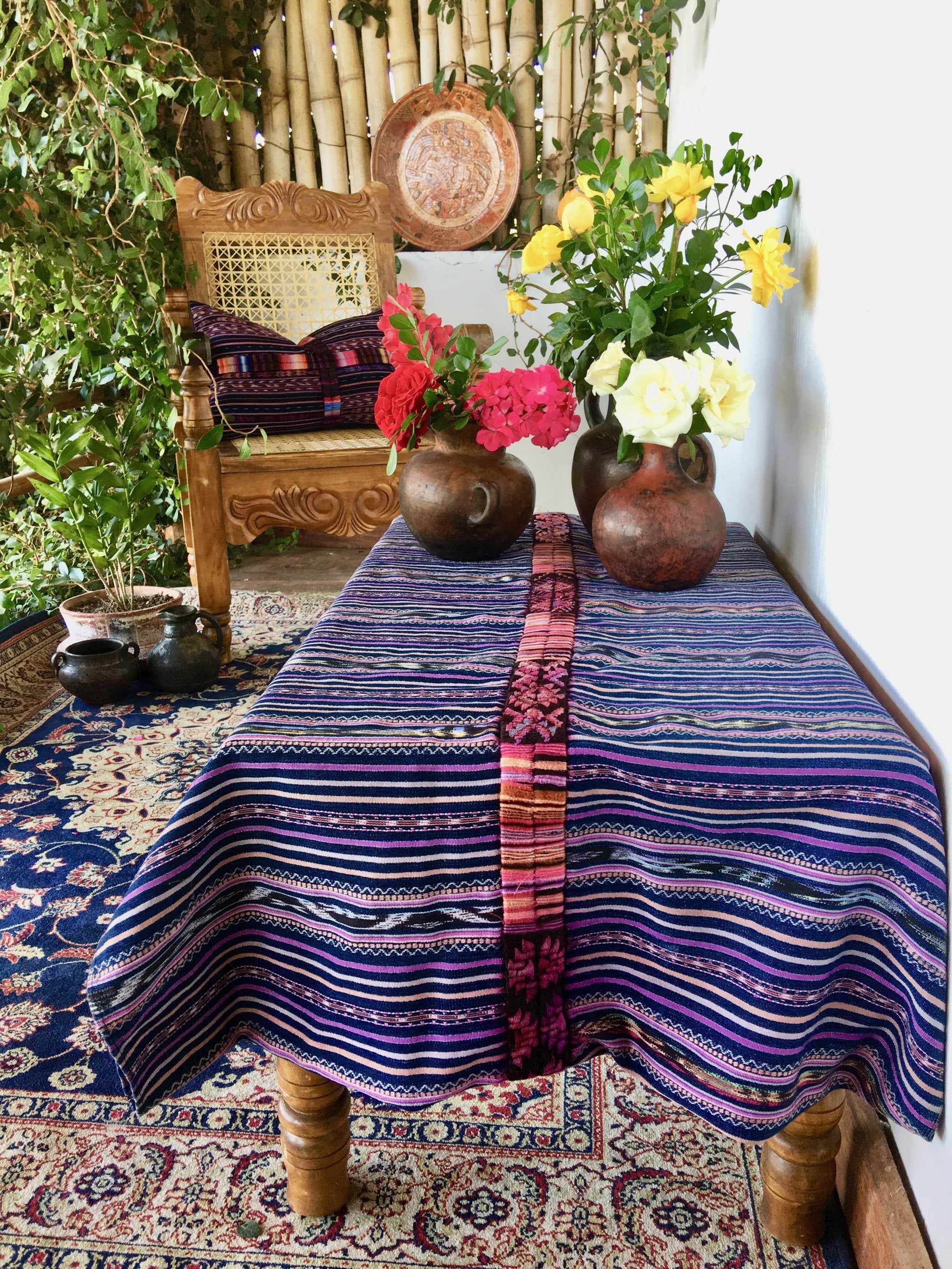 Guatemalan textiles, ikat pillow - Lamour Artisans