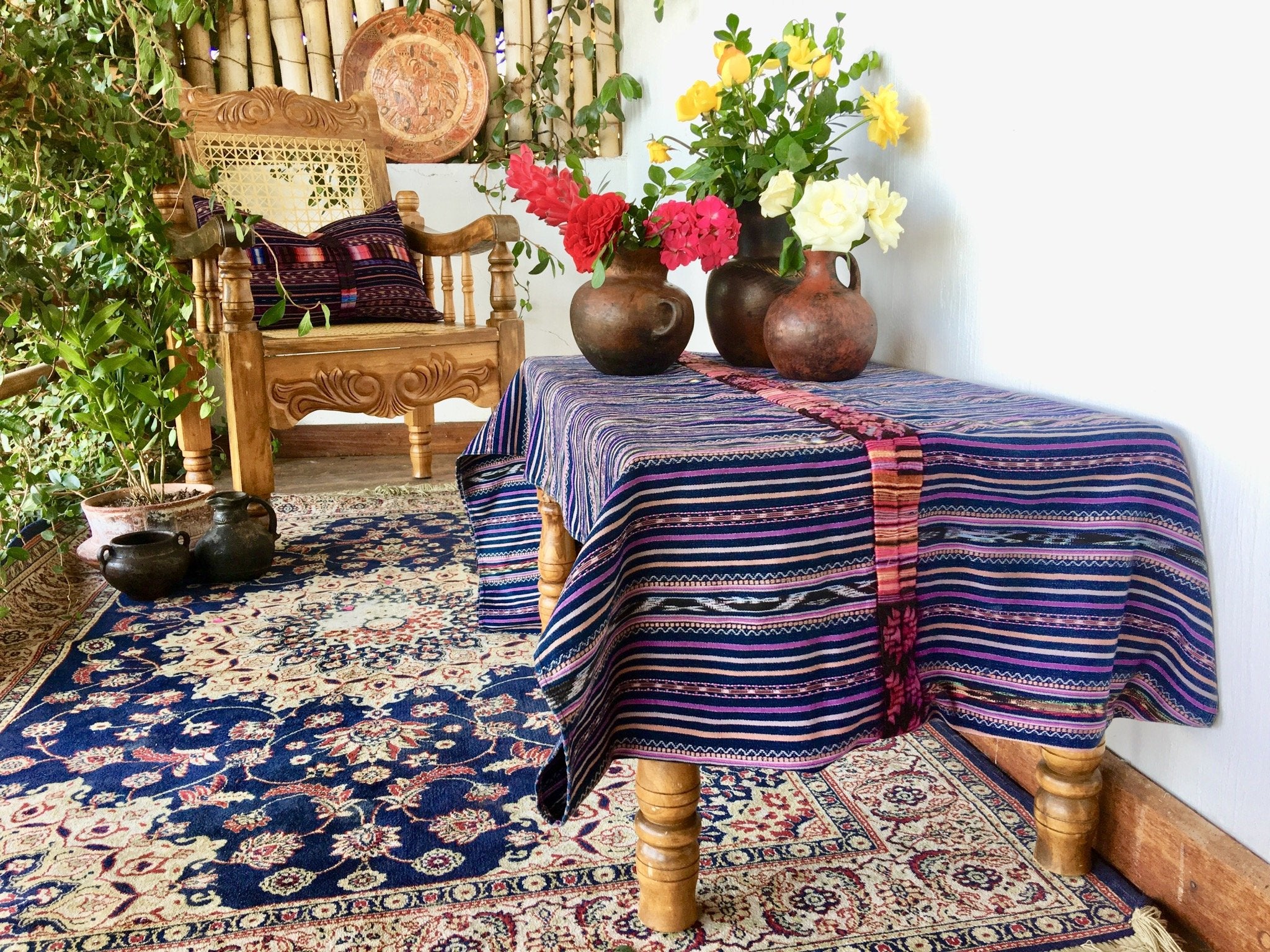 Guatemalan textiles, ikat pillow - Lamour Artisans
