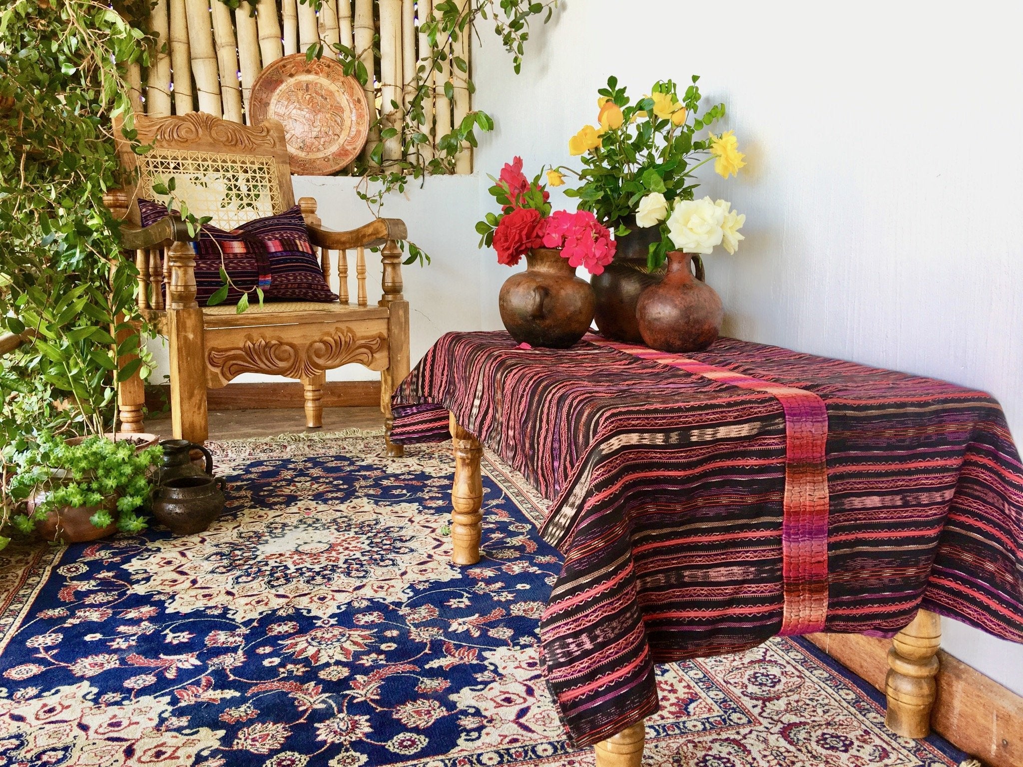 Guatemalan textiles, ikat pillow - Lamour Artisans